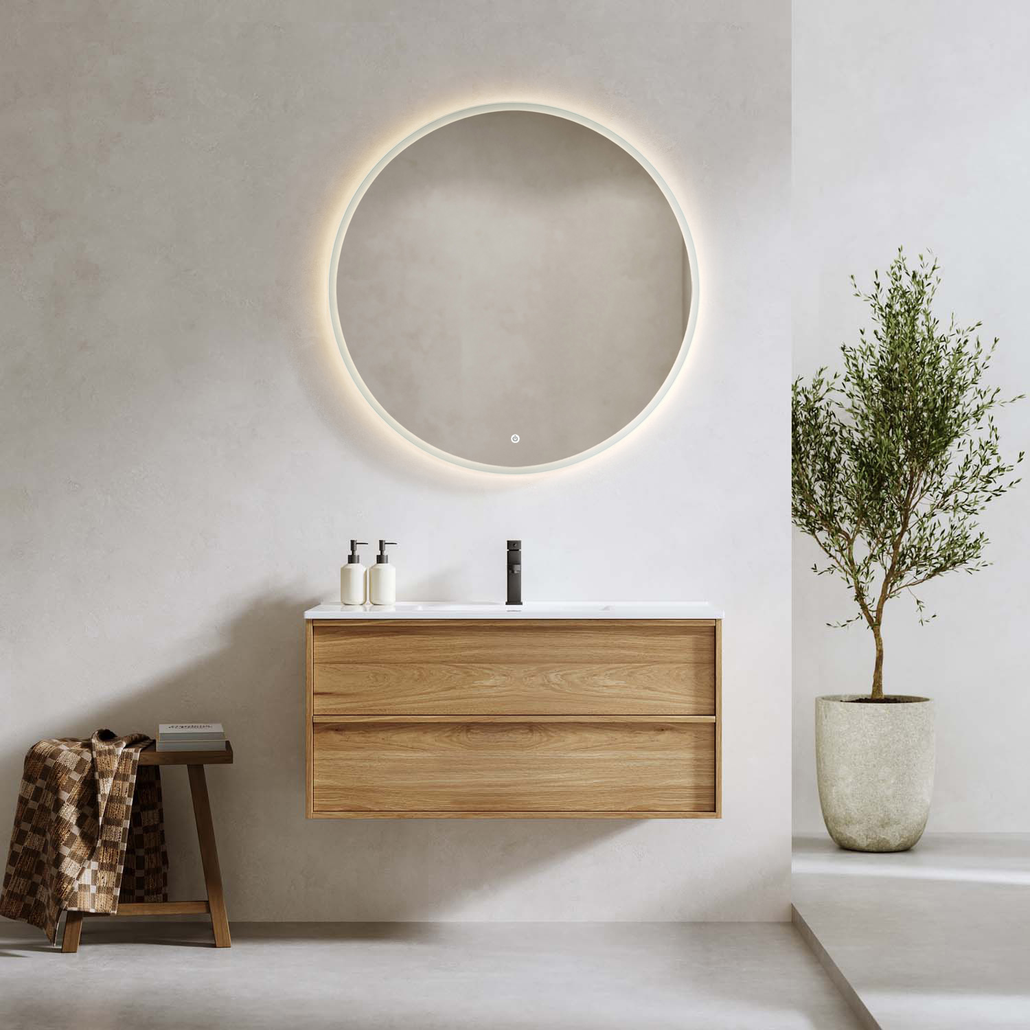 Tvättställsskåp Bathlife Charm med Tvättställ och Spegel Skina | badrum - badrumsmobler - tvattstallsskap-och-kommod | KakelKungen