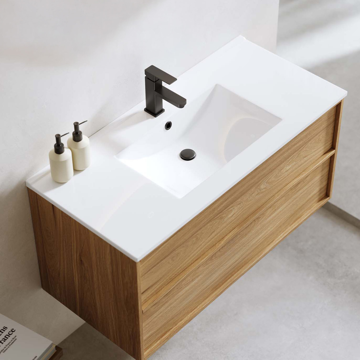 Tvättställsskåp Bathlife Charm med Tvättställ och Spegel Skina