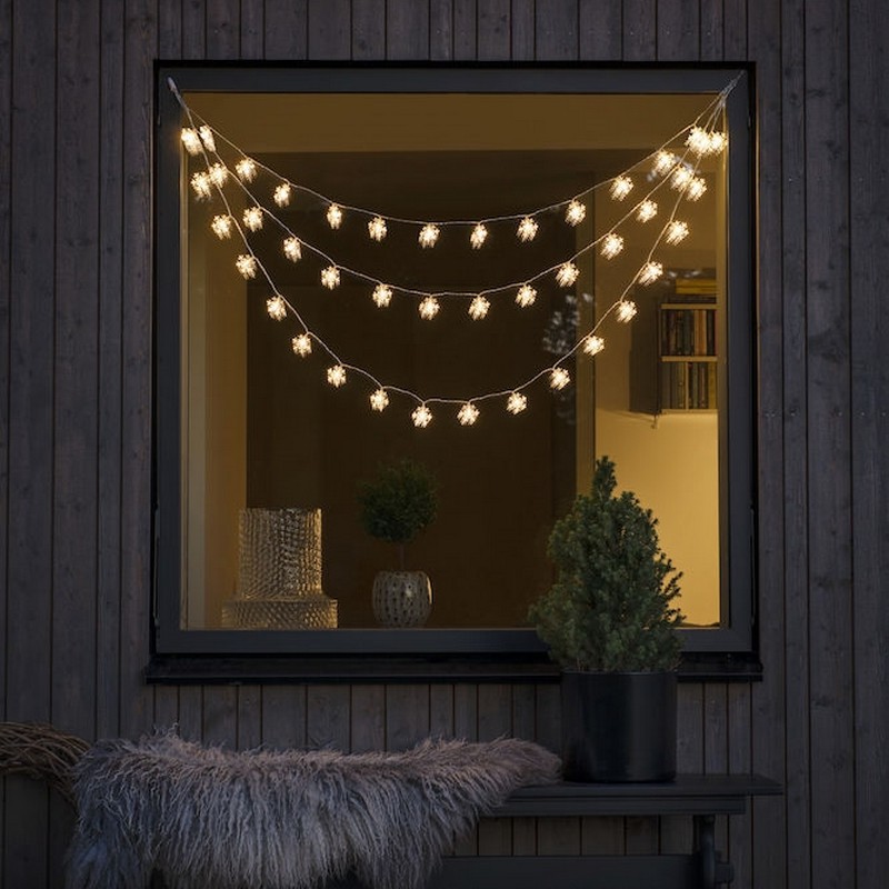 Gardinlyslenke Gnosjö Konstsmide Snøkrystaller LED