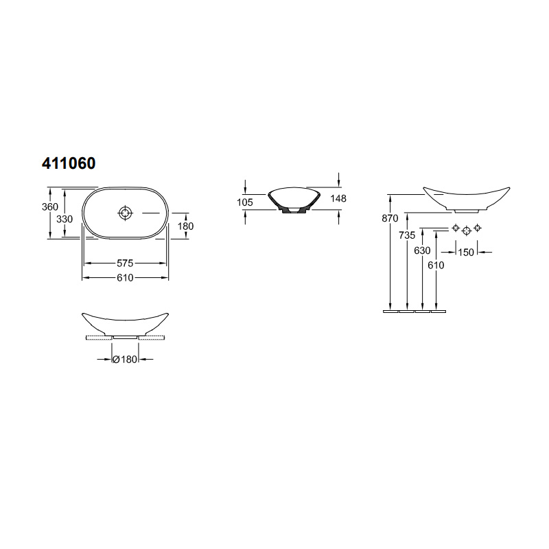 Tvättställ Villeroy & Boch My Nature Ovalt
