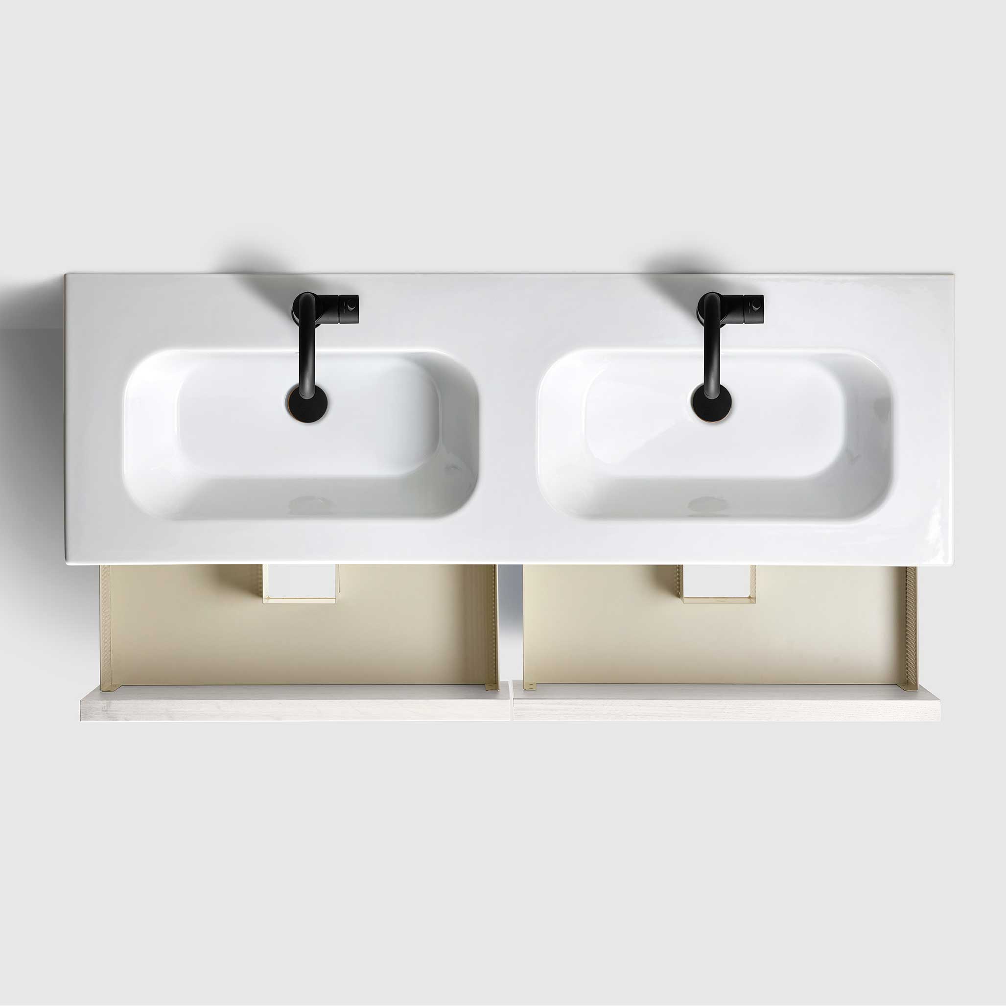 Tvättställsskåp Haven H2/140 med Dubbelt Porslinshandfat