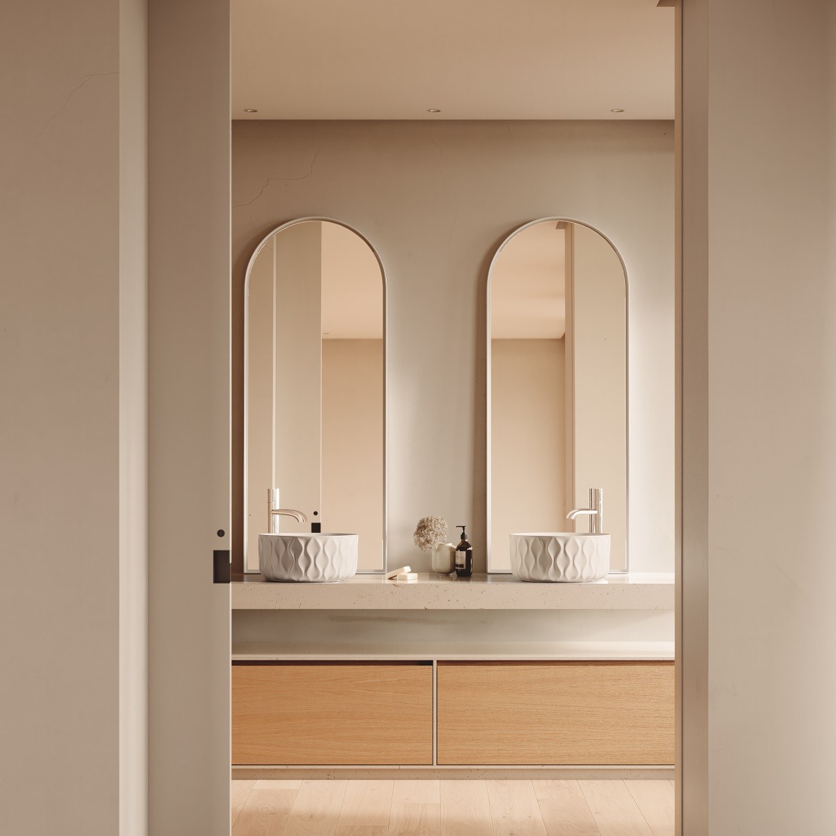 Porselensservant Bathco Sand Waves Rund