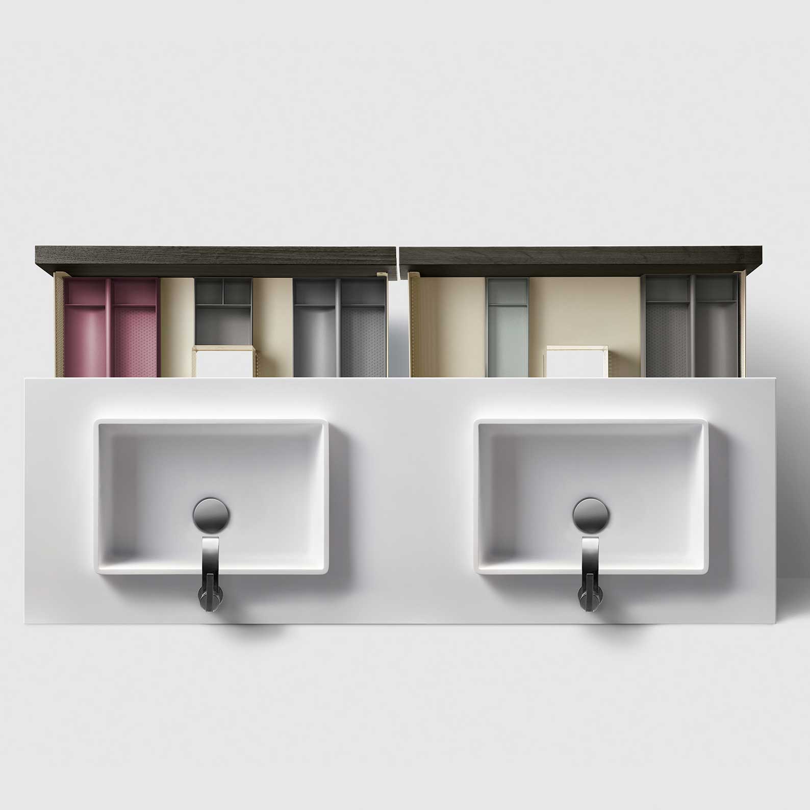 Tvättställsskåp Haven H2/140 med Vit Bänkskiva och Handfat