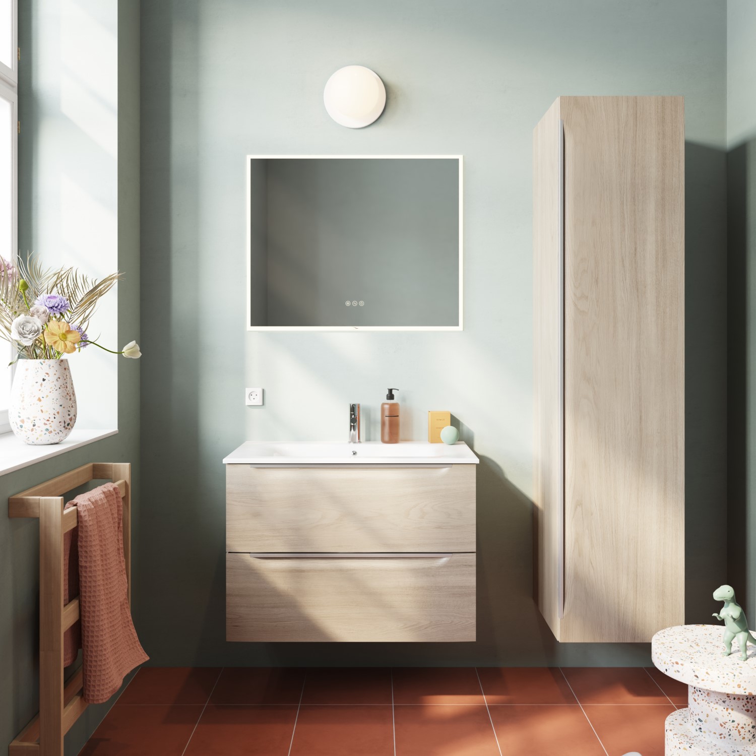 Speil Linn Bad Framjord med LED Lyskant