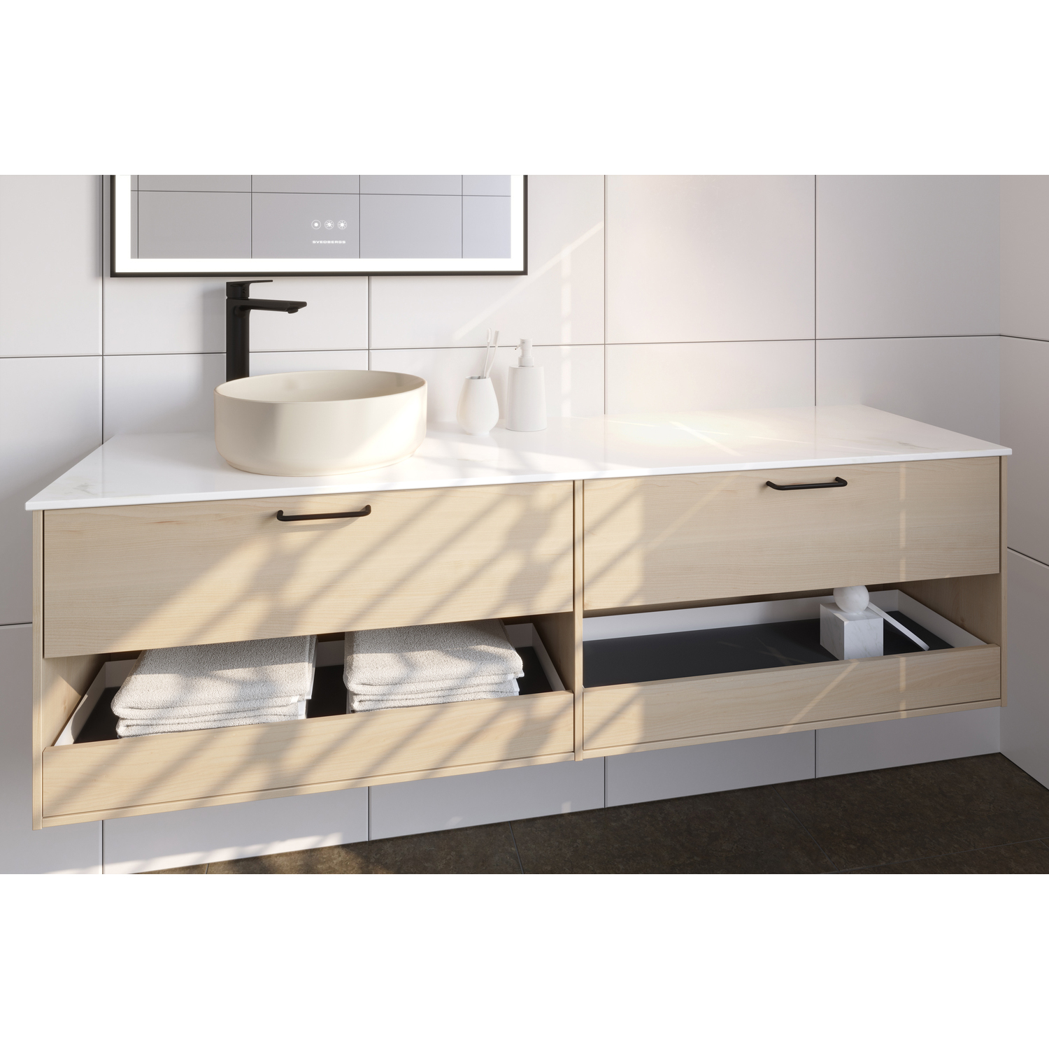 Spegel Svedbergs Ista Rektangulär Ram med LED Belysning