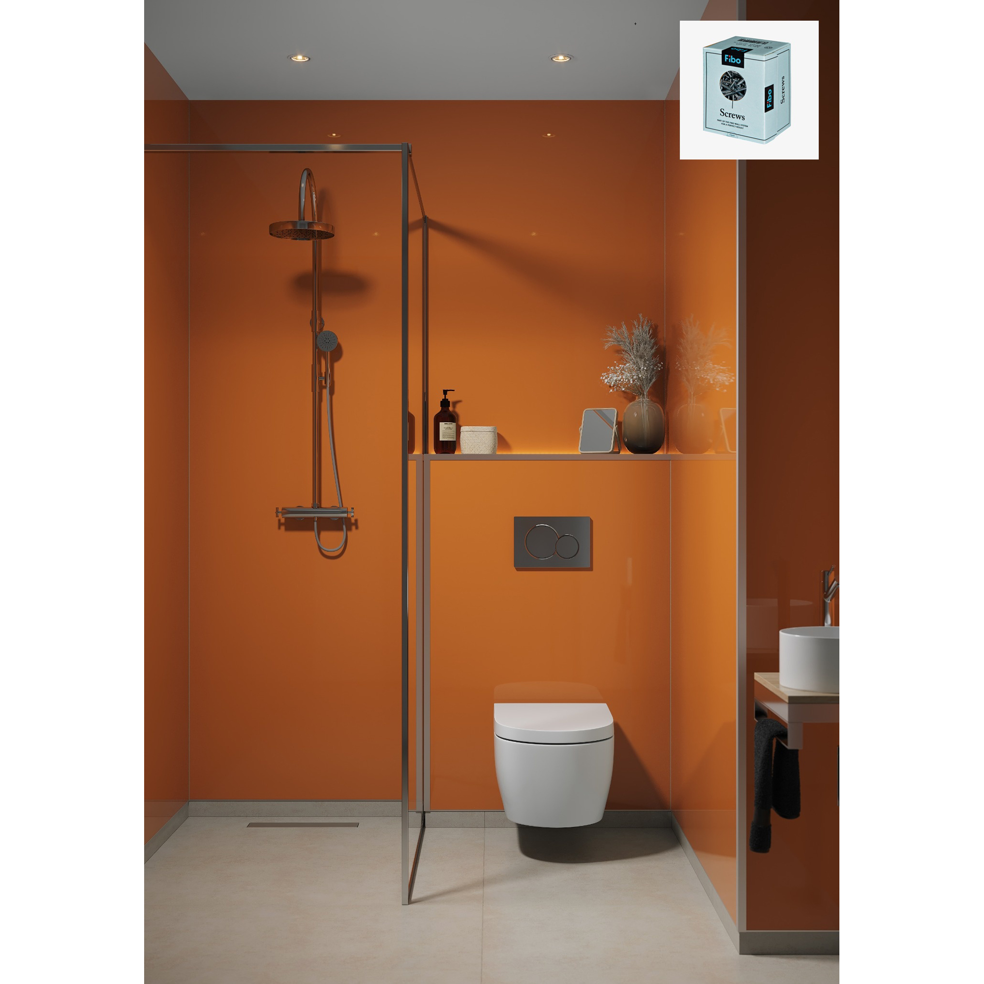 Baderomspanel Fibo 2122 F00 HG Orange med Monteringsskruer