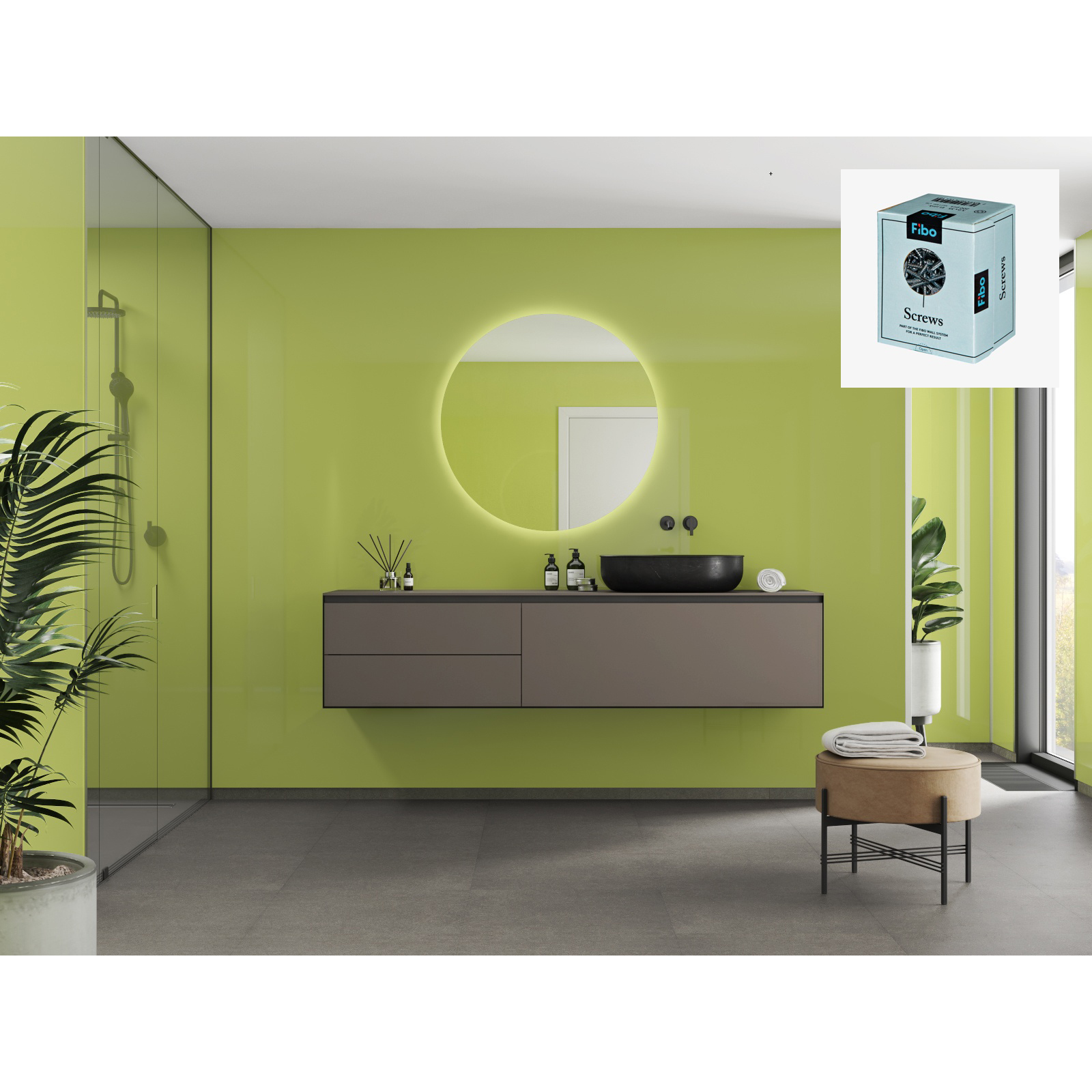 Baderomspanel Fibo 2446 F00 Lime med Monteringsskruer