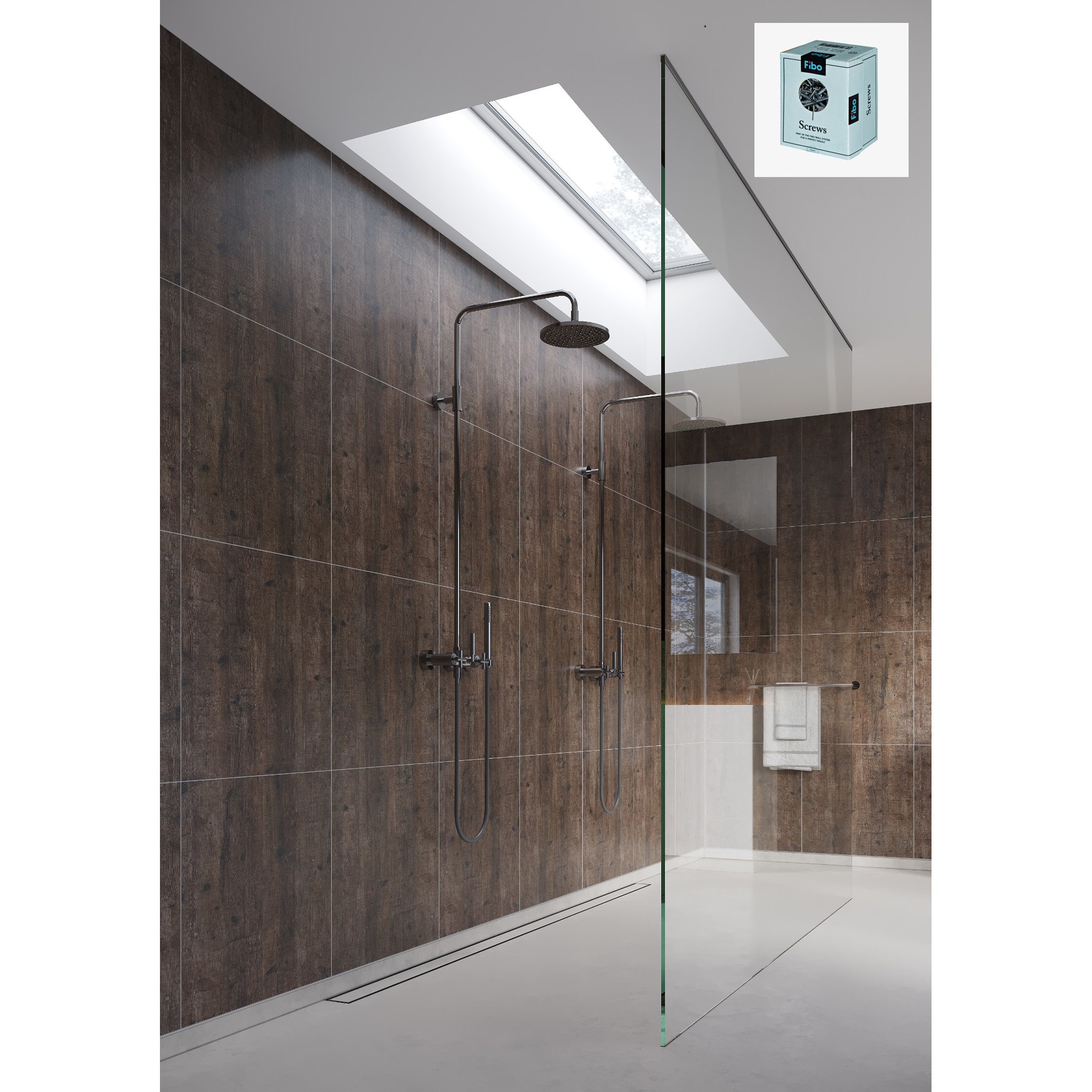 Baderomspanel Fibo 7969 M66 SC Rough Wood med Monteringsskruer