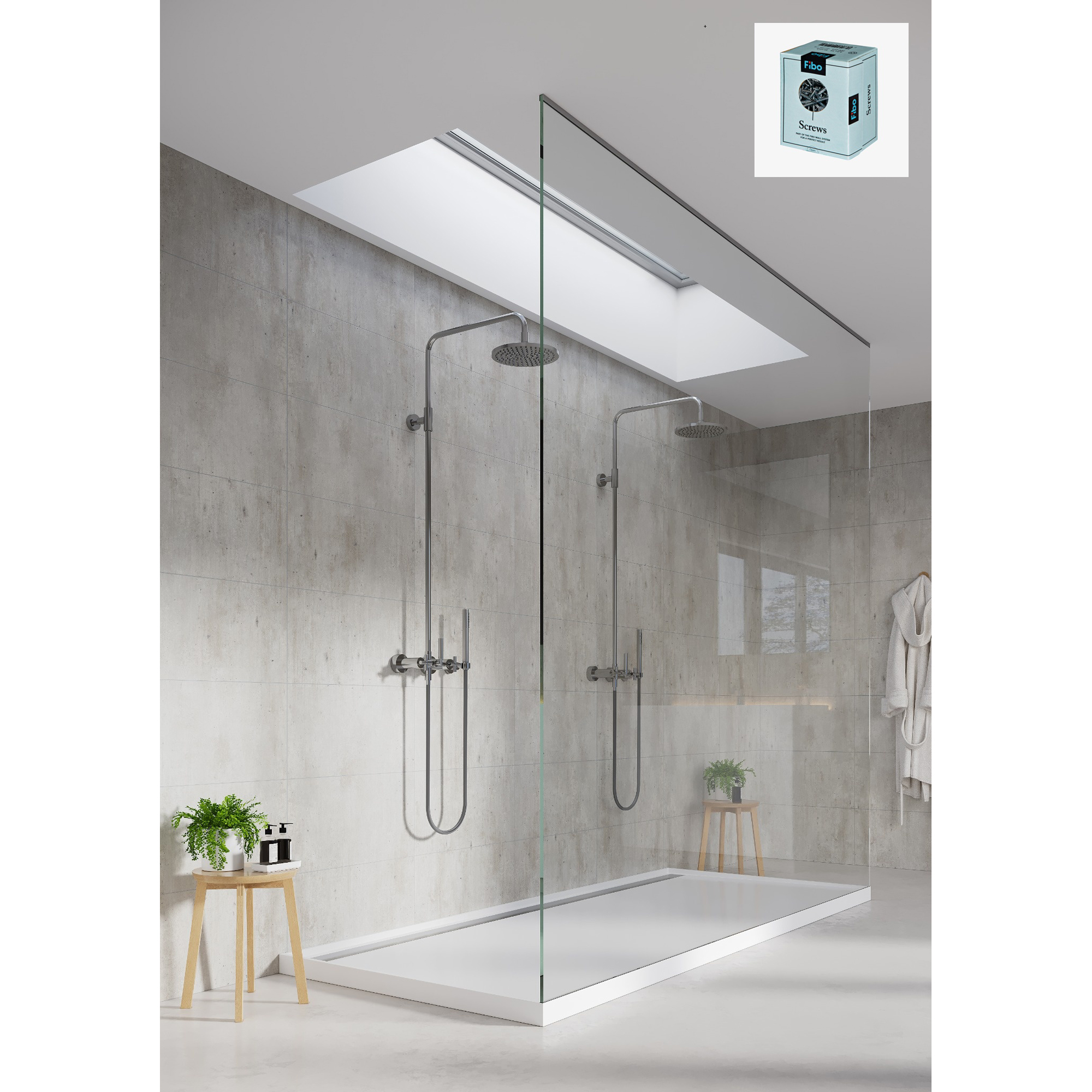 Baderomspanel Fibo 2204 M63 S Cracked Cement med Monteringsskruer