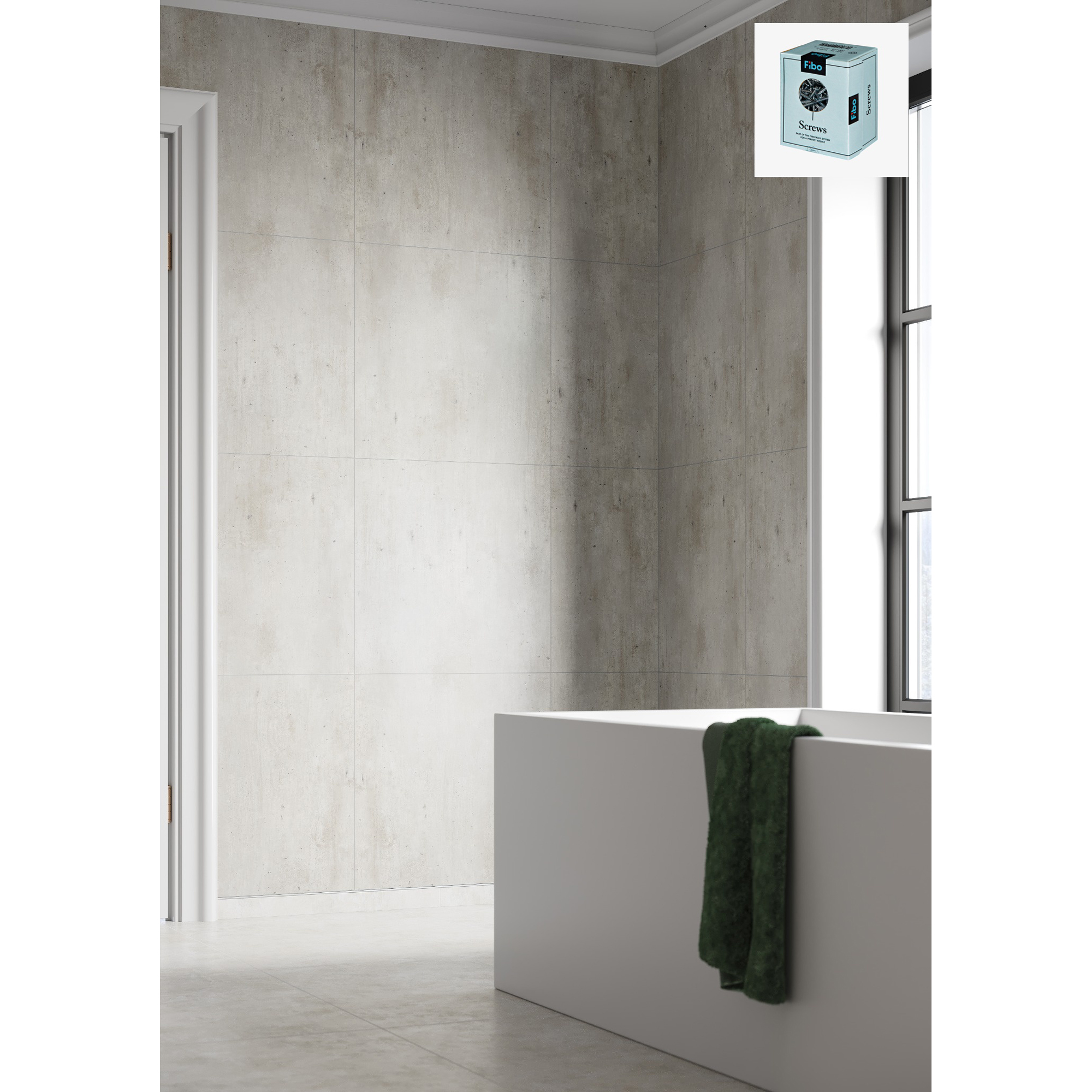 Baderomspanel Fibo 2204 M66 S Cracked Cement med Monteringsskruer