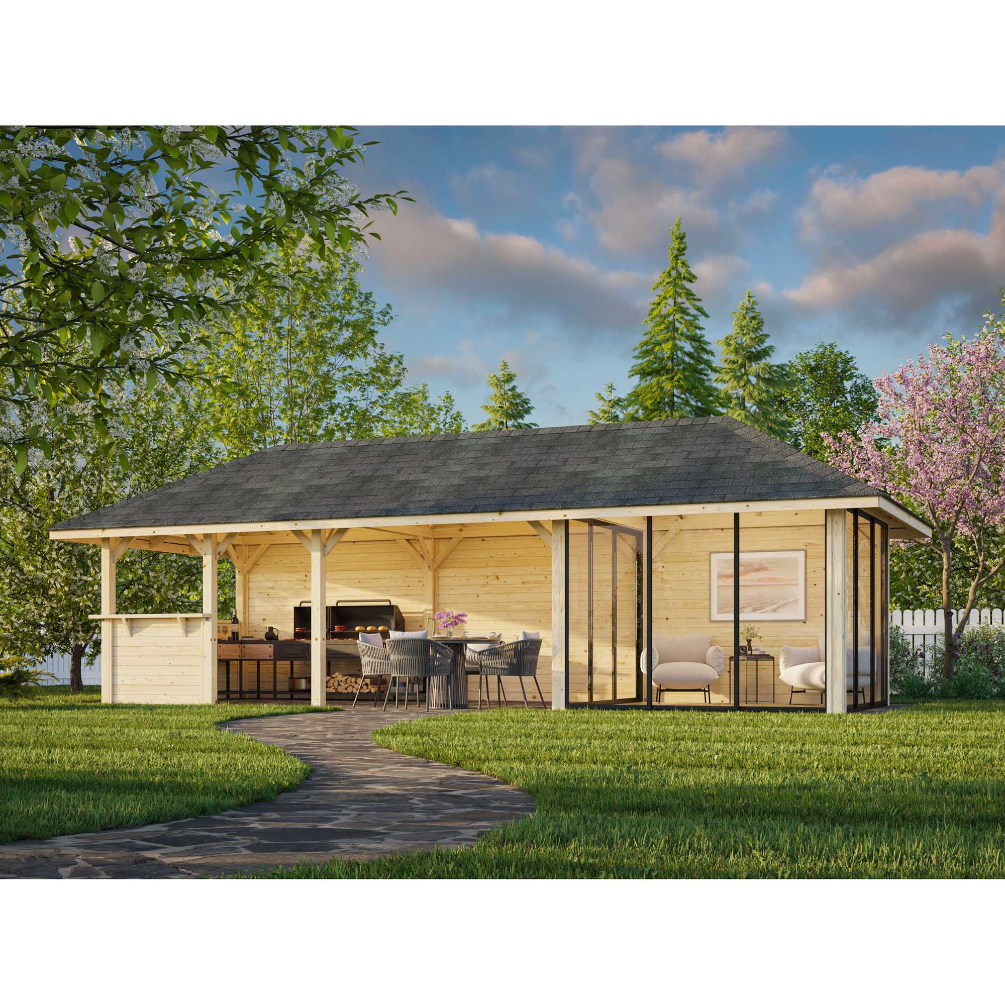 Hagestue Palmako Bianca 24,9 m2 Sett 216 Slide