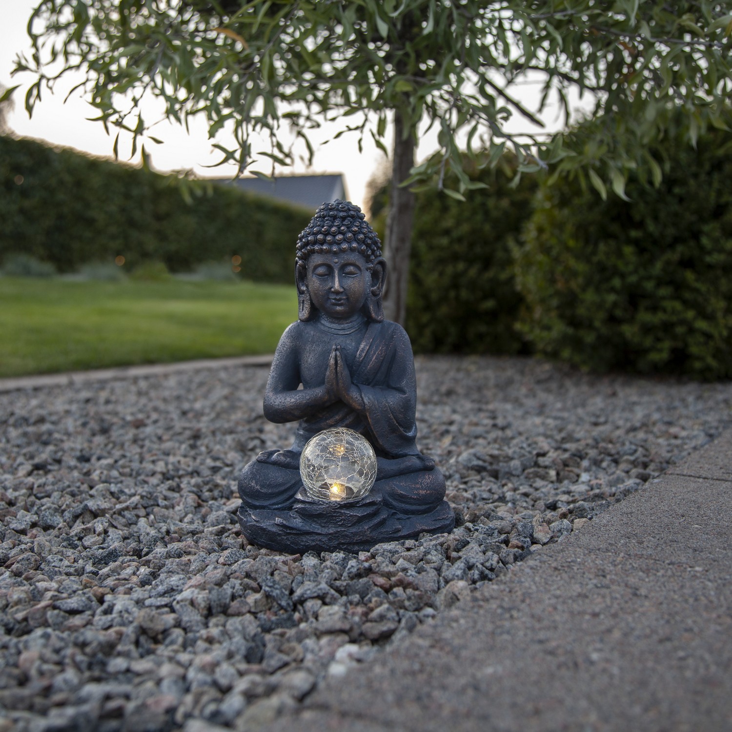 Solcelledekorasjon Star Trading Buddha LED Solcellelampe med Sensor