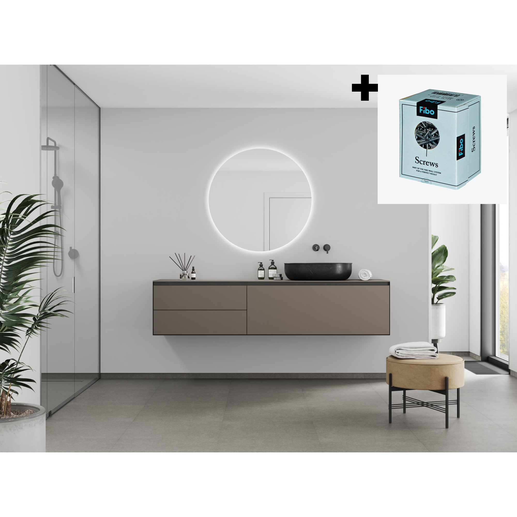 Baderomspanel Fibo 110 White Silk med Monteringsskruer