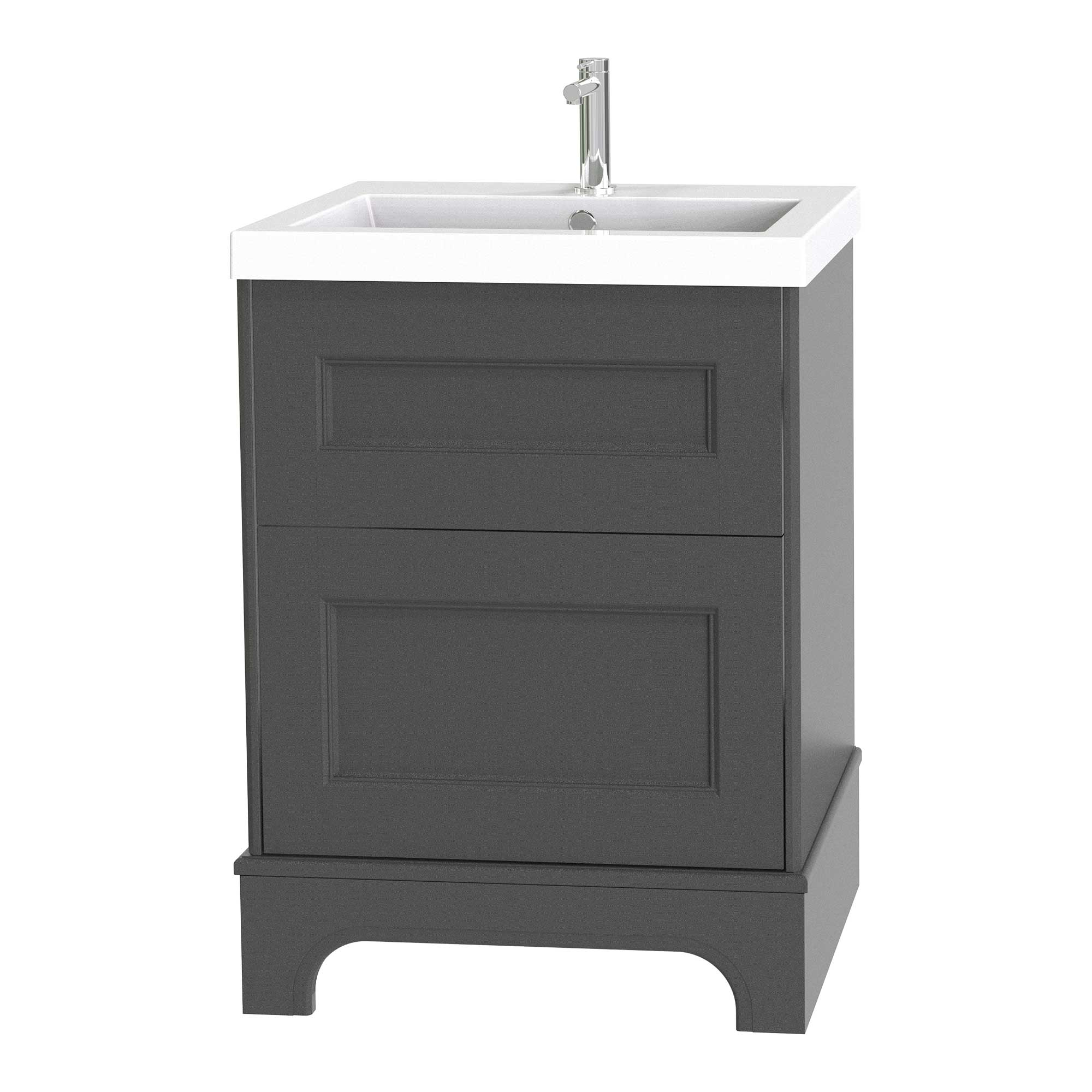 Tvättställsskåp Miller Badrum Kensington 60 med Lådor med Sockel för Heltäckande Tvättställ