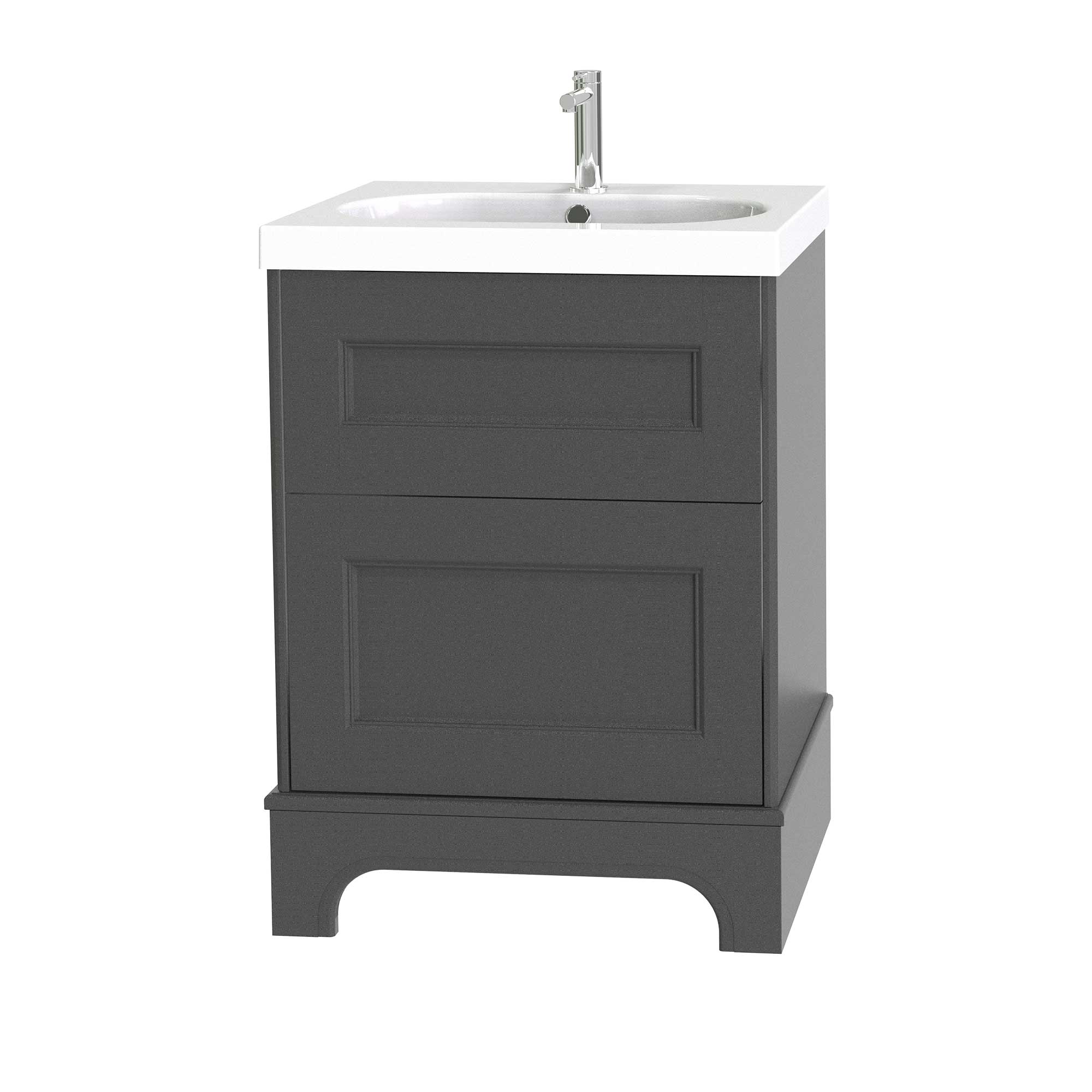 Tvättställsskåp Miller Badrum Kensington 60 med Lådor med Sockel för Heltäckande Tvättställ