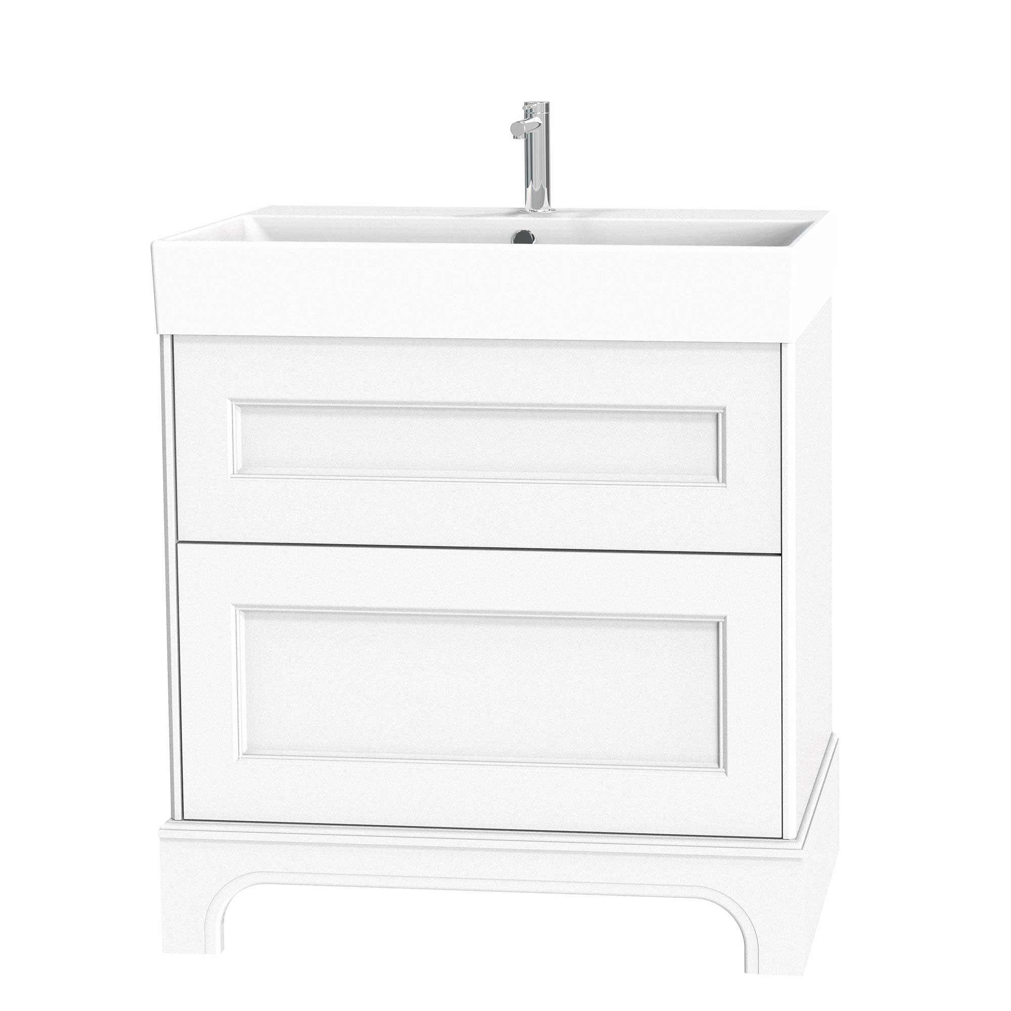 Tvättställsskåp Miller Badrum Kensington 80 med Lådor med Sockel för Heltäckande Tvättställ