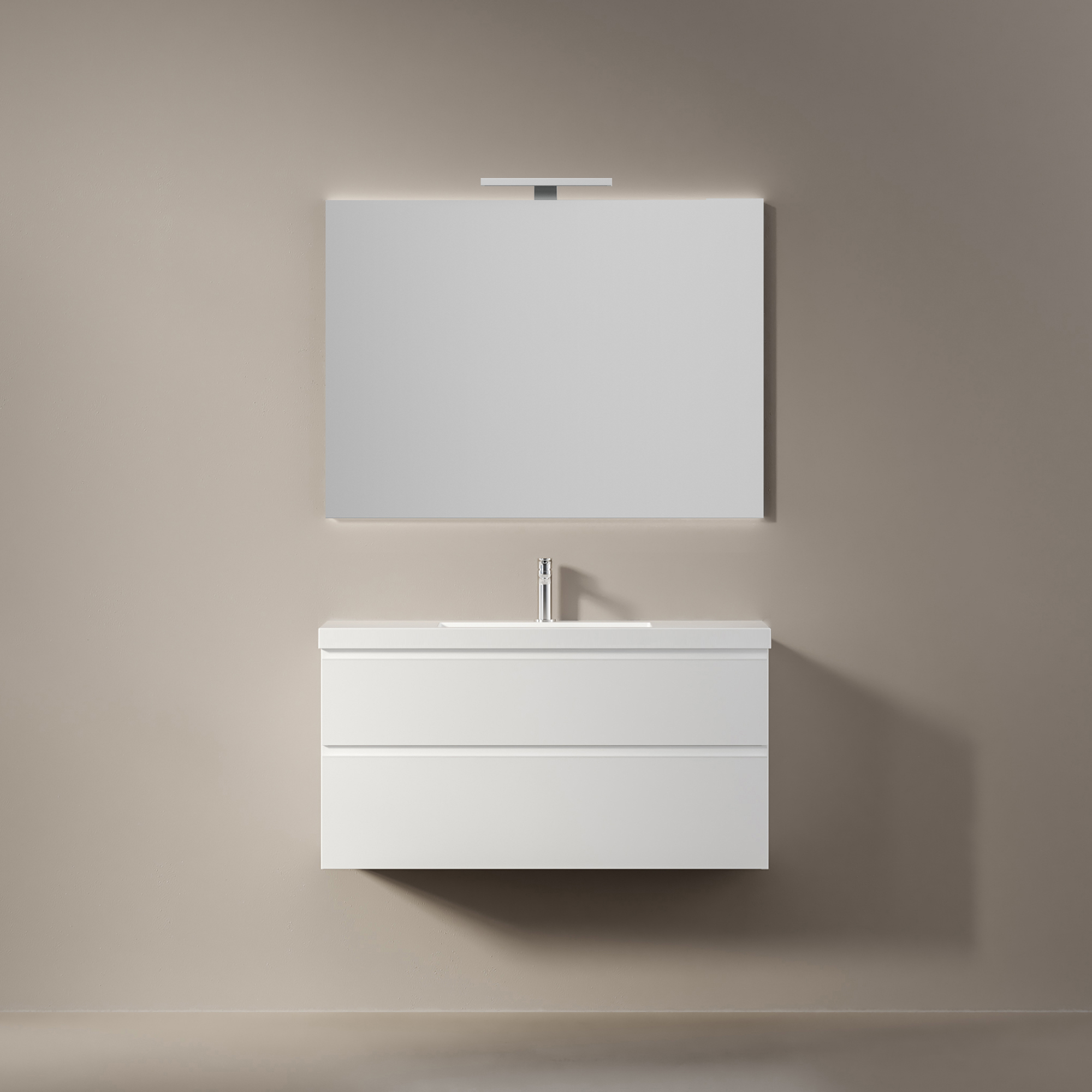 Möbelpaket INR Viskan Grip med Spegel Feel, Grepplist och Tvättställ med 2 lådor | badrum - badrumsmobler - mobelpaket | KakelKungen