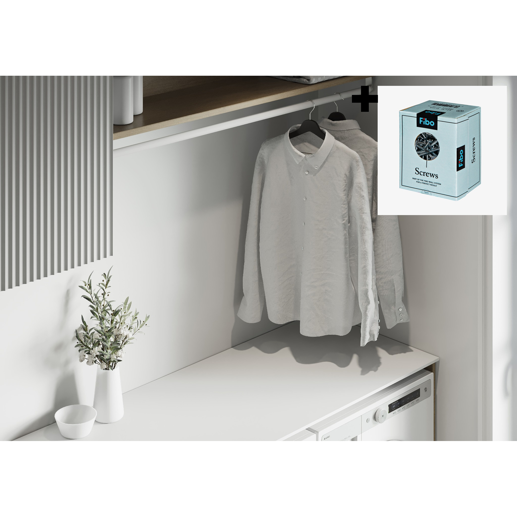 Baderomspanel Fibo 1091 M00  Rhodos White med Monteringsskruer