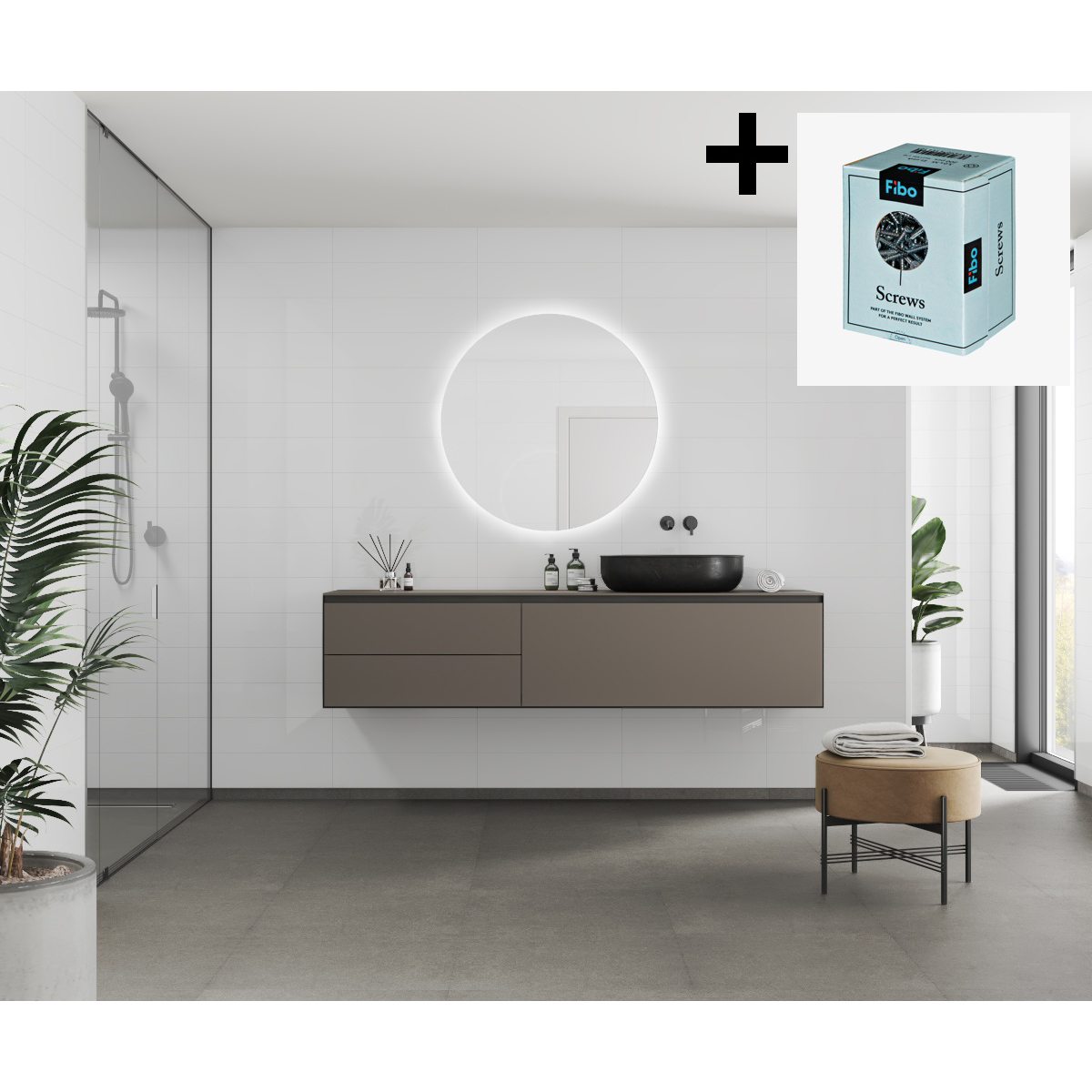 Baderomspanel Fibo 5091 M6015 Athen White med Monteringsskruer