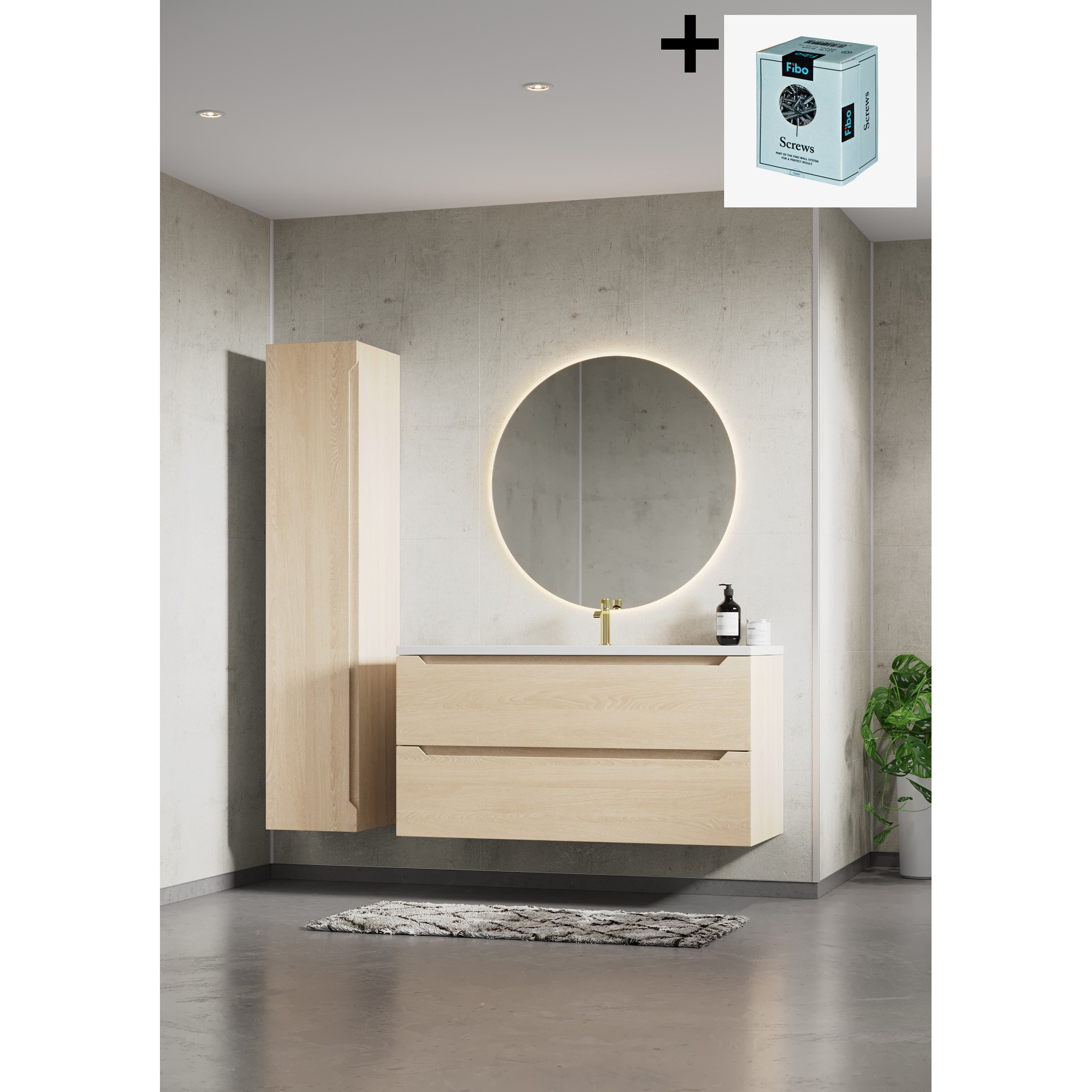 Baderomspanel Fibo 8054 M6040 Lentini Light med Monteringsskruer