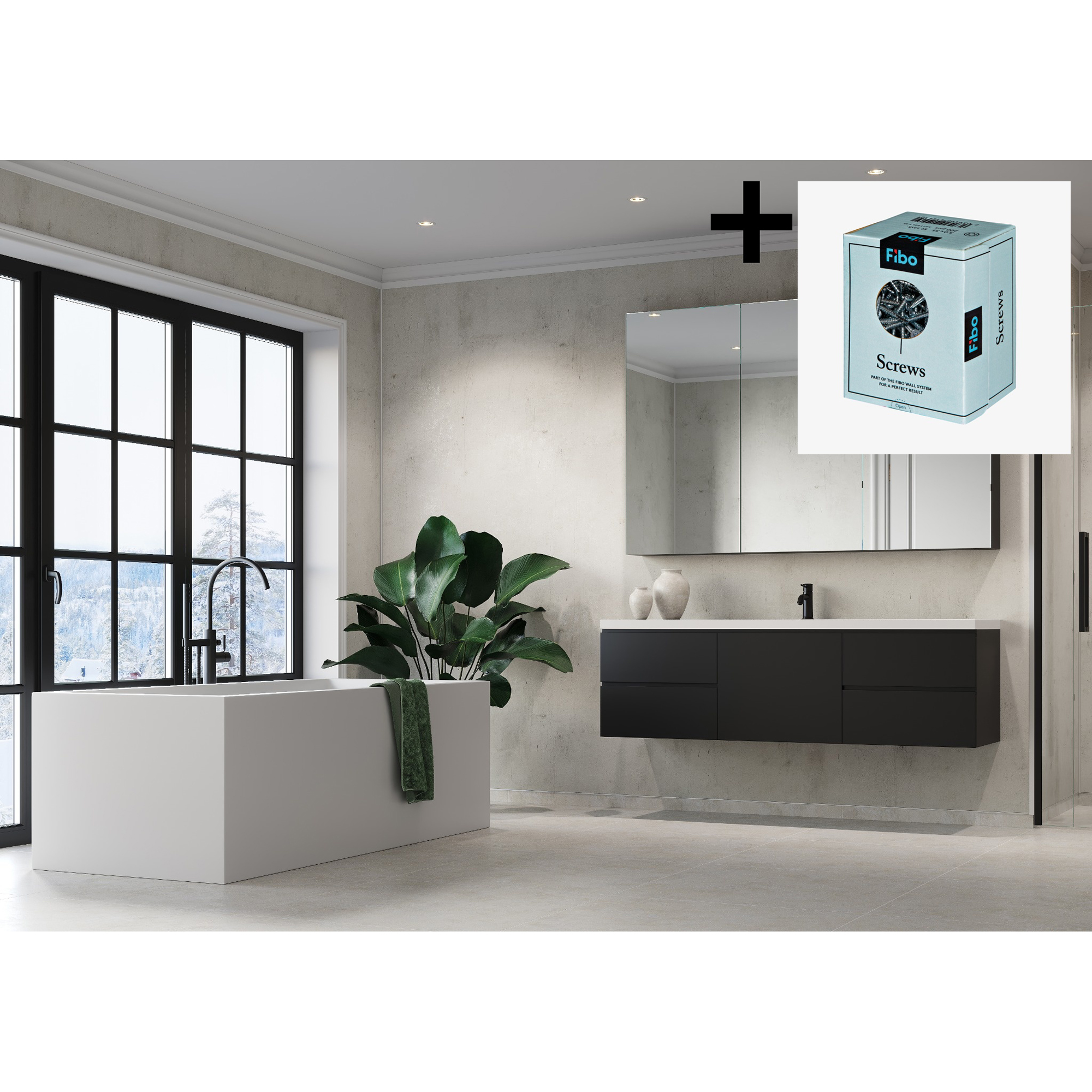 Baderomspanel Fibo 8054 M00 Lentini Light med Monteringsskruer