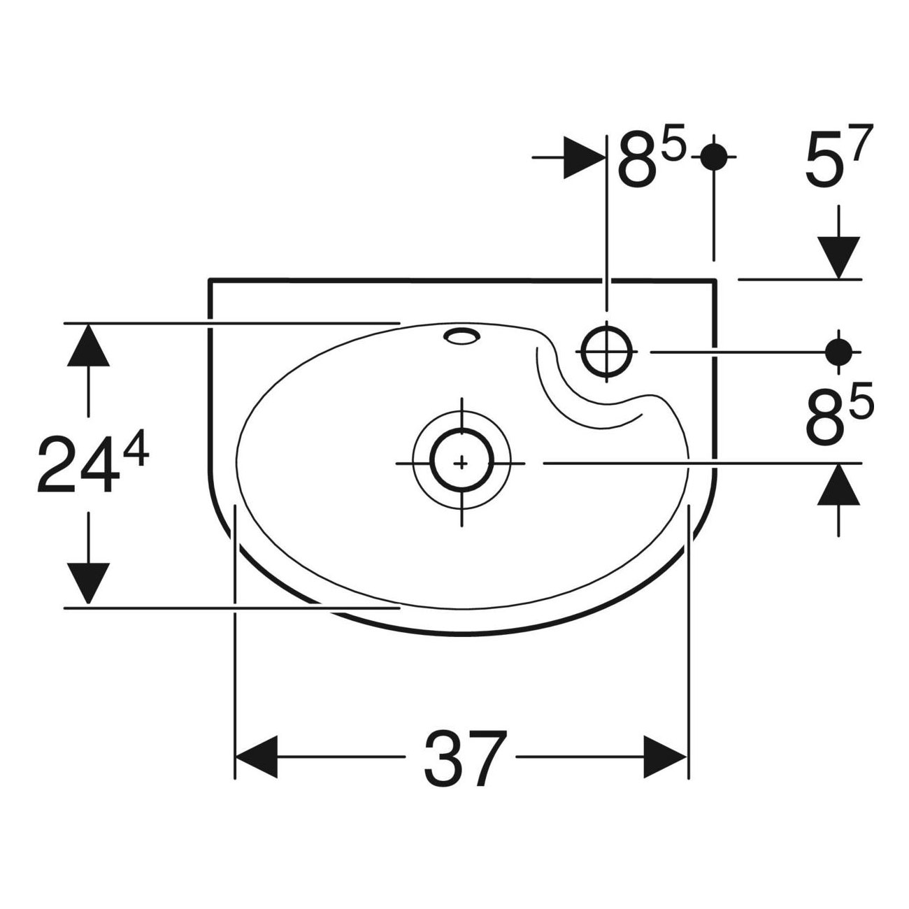 Tvättställ Ifö Vinta Asymmetriskt Rund 400 mm