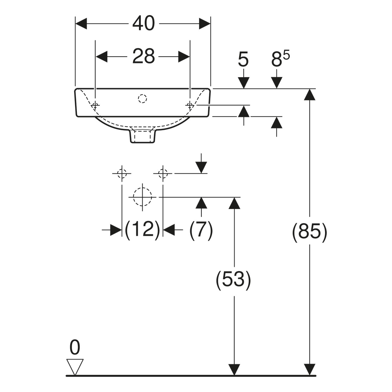 Tvättställ Ifö Vinta Asymmetriskt Rektangulär 400 mm