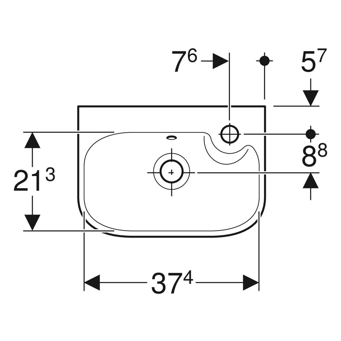 Tvättställ Ifö Vinta Asymmetriskt Rektangulär 400 mm