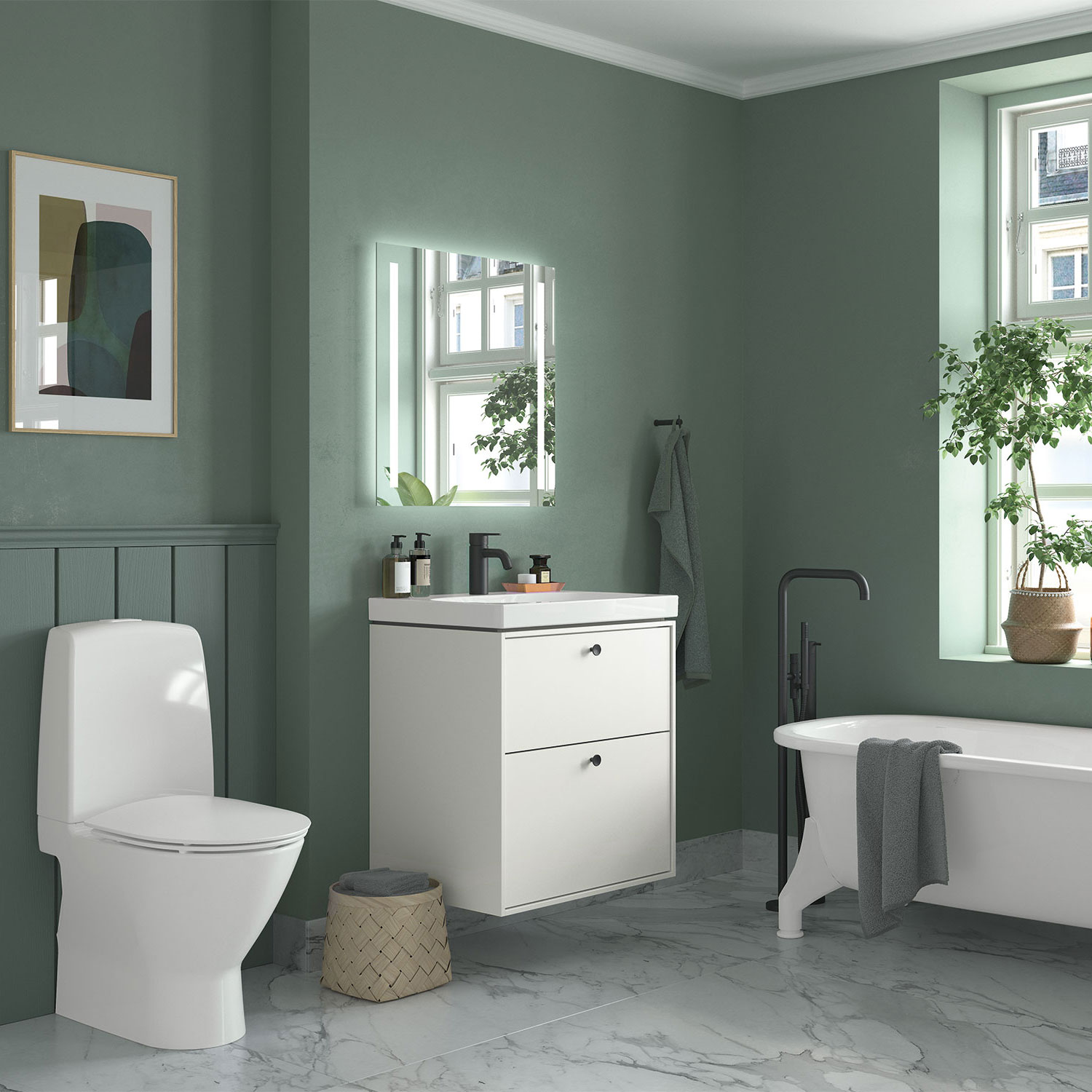 Servantskap Ifö Sense Art med 2 Skuffer