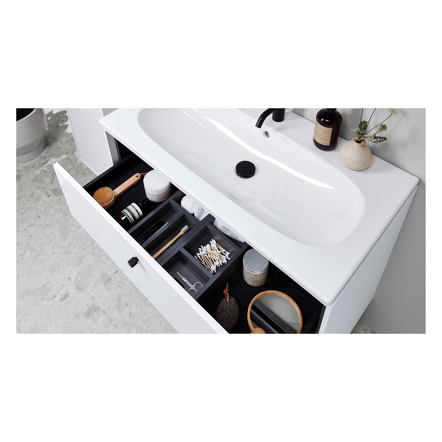 Tvättställsskåp Ifö Sense Art Smal Design 90 med 2 Lådor