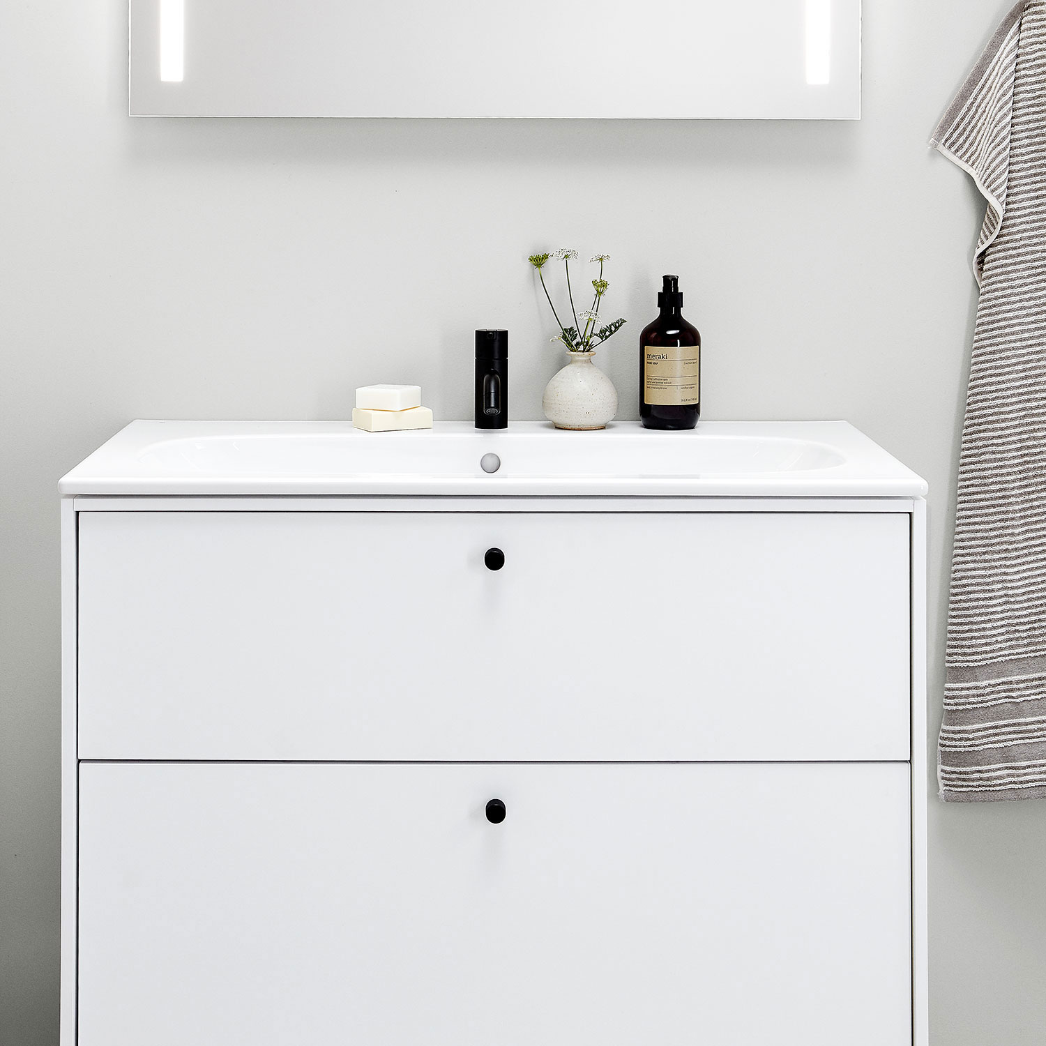 Tvättställsskåp Ifö Sense Art Smal Design 90 med 2 Lådor