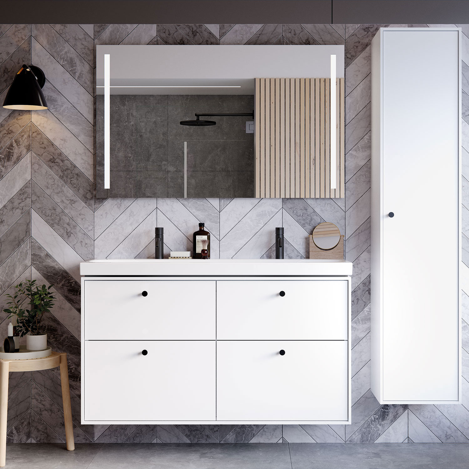 Tvättställsskåp Ifö Sense Art med 4 Lådor