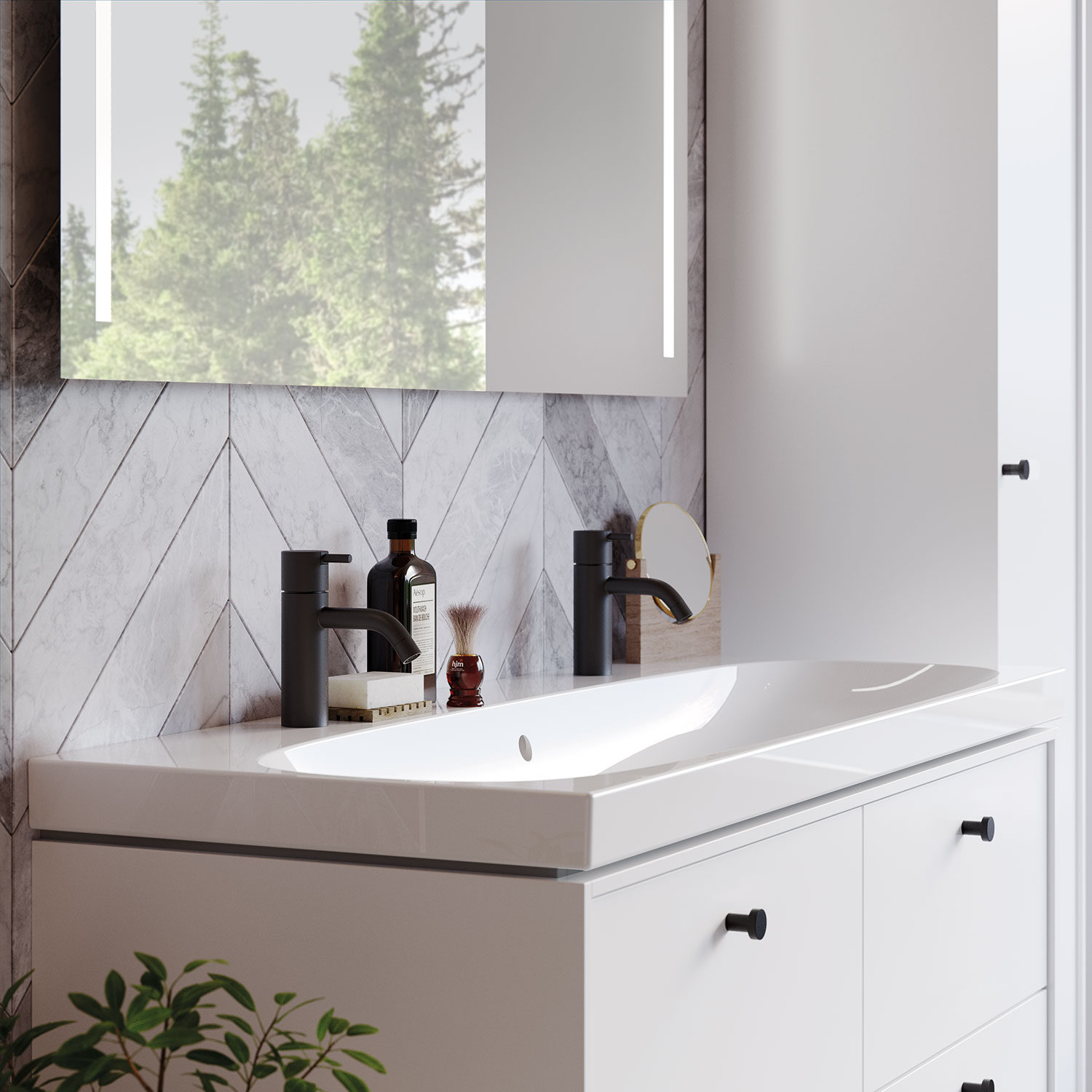 Tvättställsskåp Ifö Sense Art med 4 Lådor