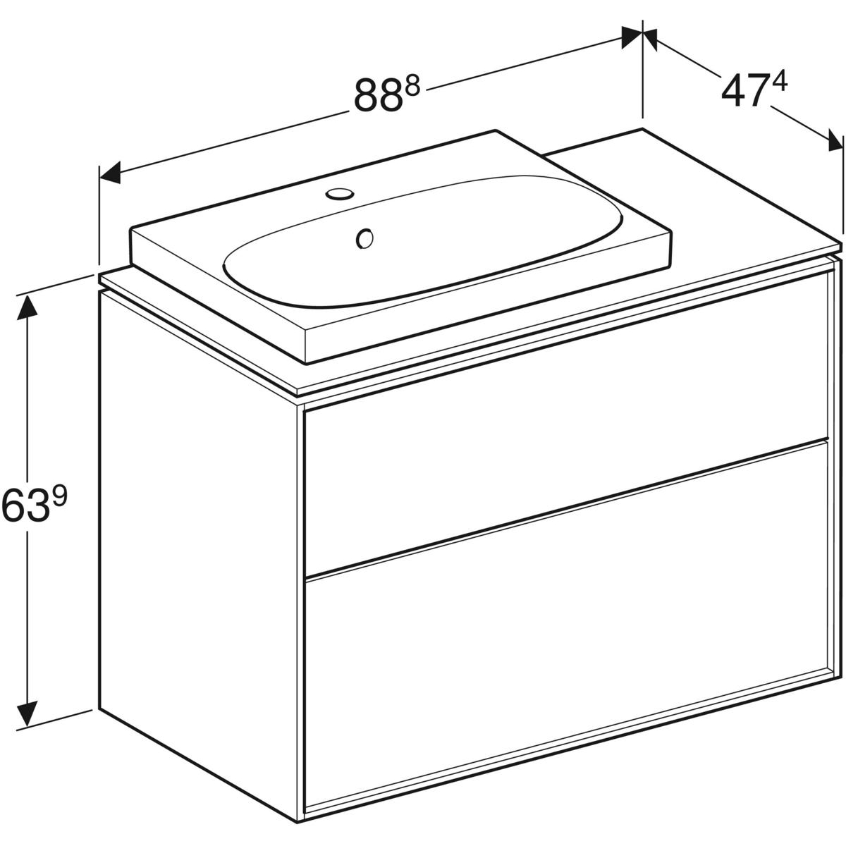Servantskap Ifö Sense Art med Bänkskiva og 2 Skuffer