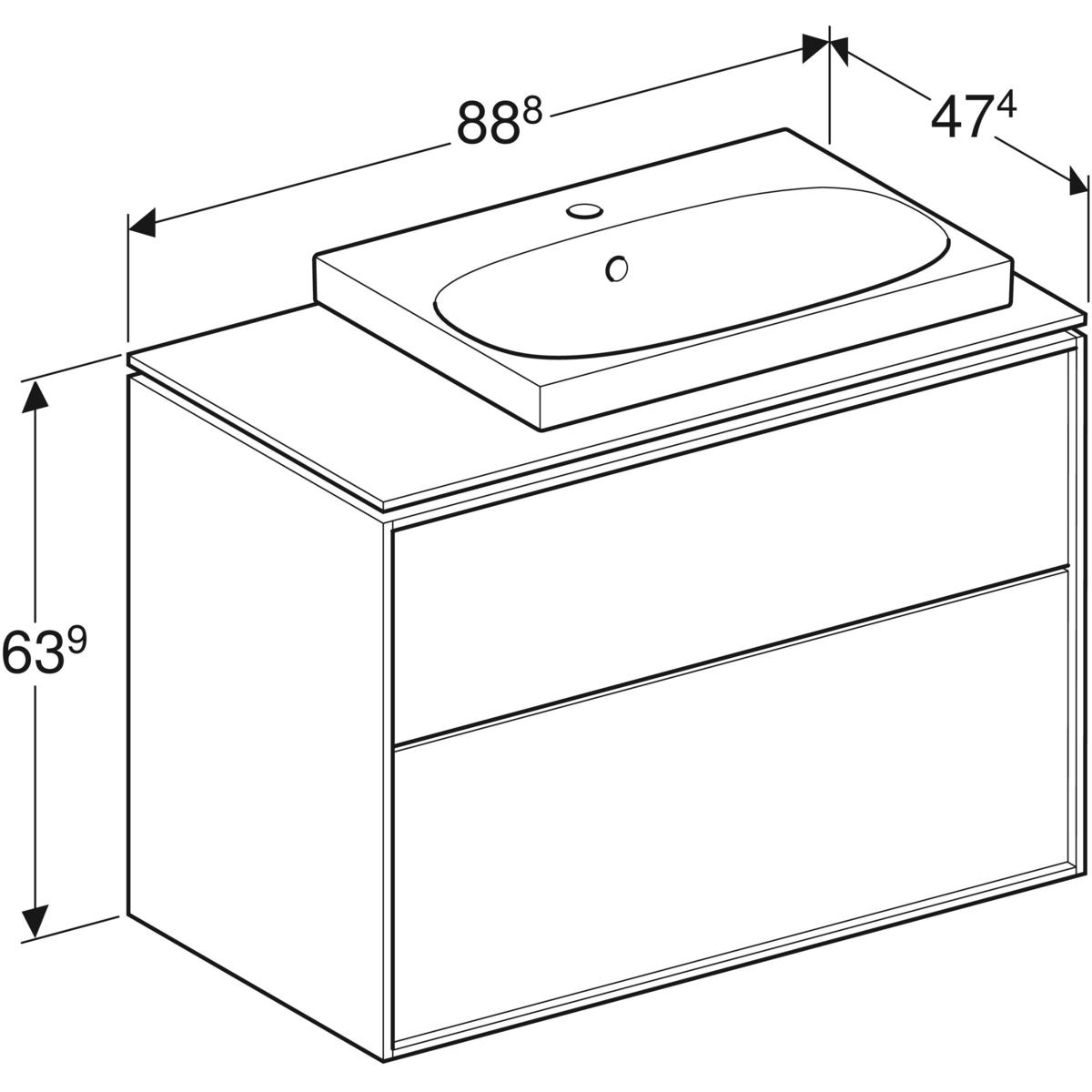 Tvättställsskåp Ifö Sense Art med Bänkskiva och 2 Lådor