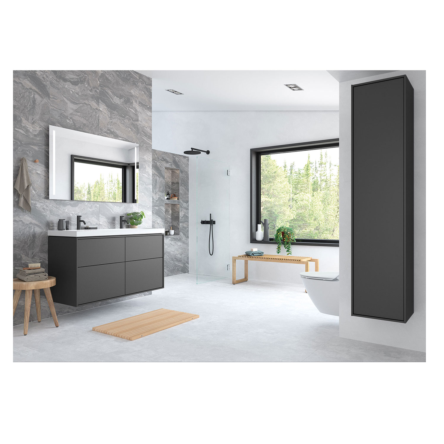 Högskåp Ifö Sense Art med en Dörr och en Innerspegel