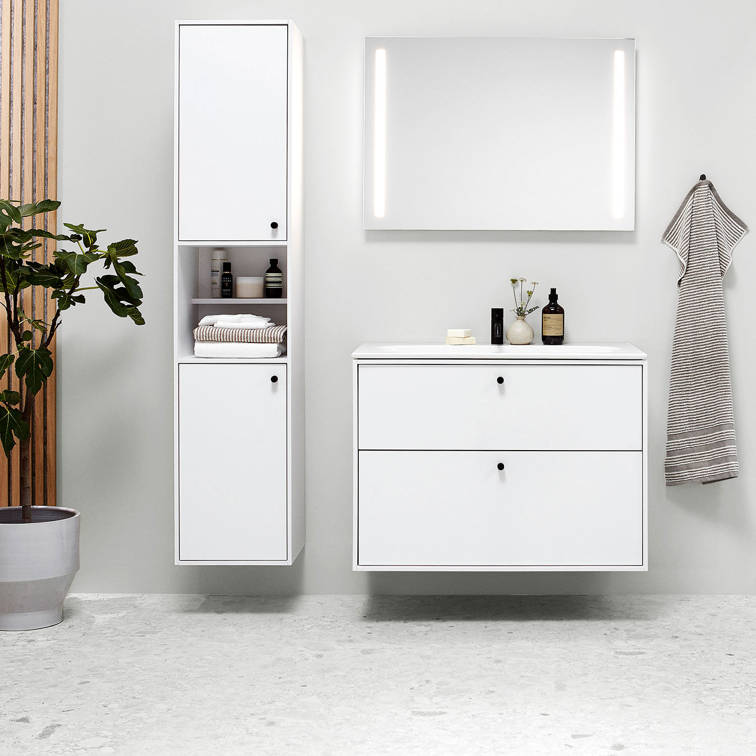 Tvättställsskåp Ifö Sense Art Smal Design 90 med 2 Lådor