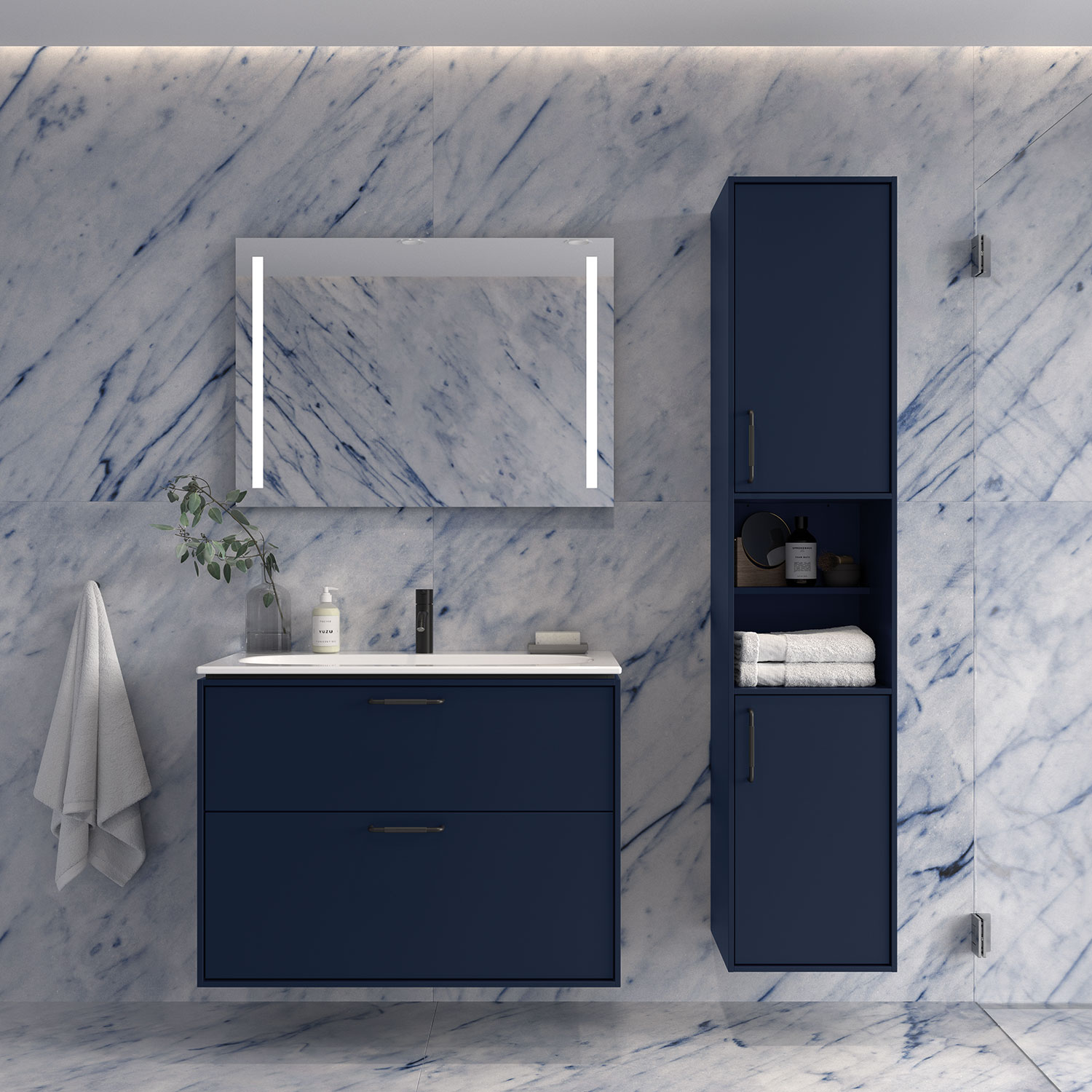 Högskåp Ifö  Sense Art med två Dörrar och Öppen Avställningsyta