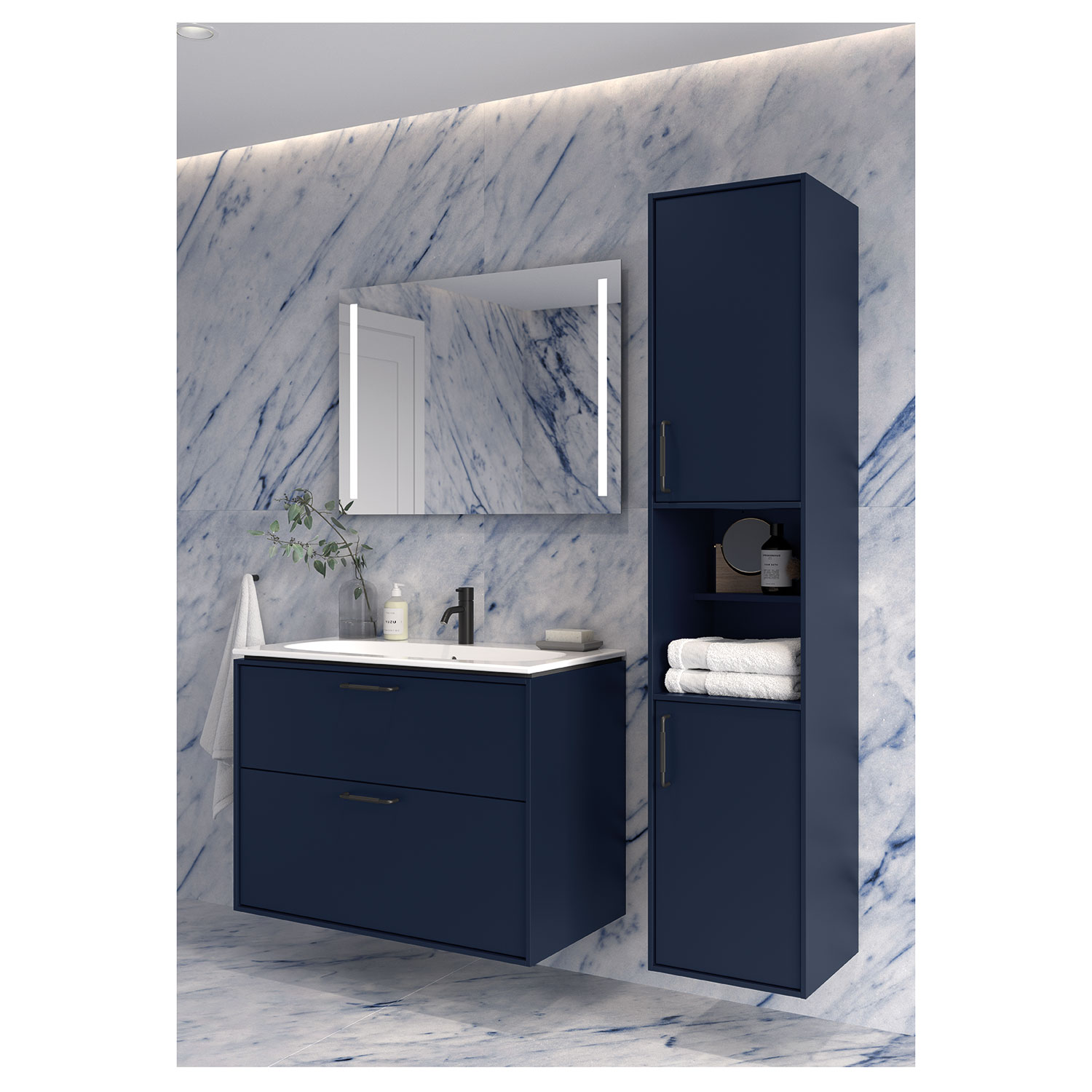 Högskåp Ifö  Sense Art med två Dörrar och Öppen Avställningsyta