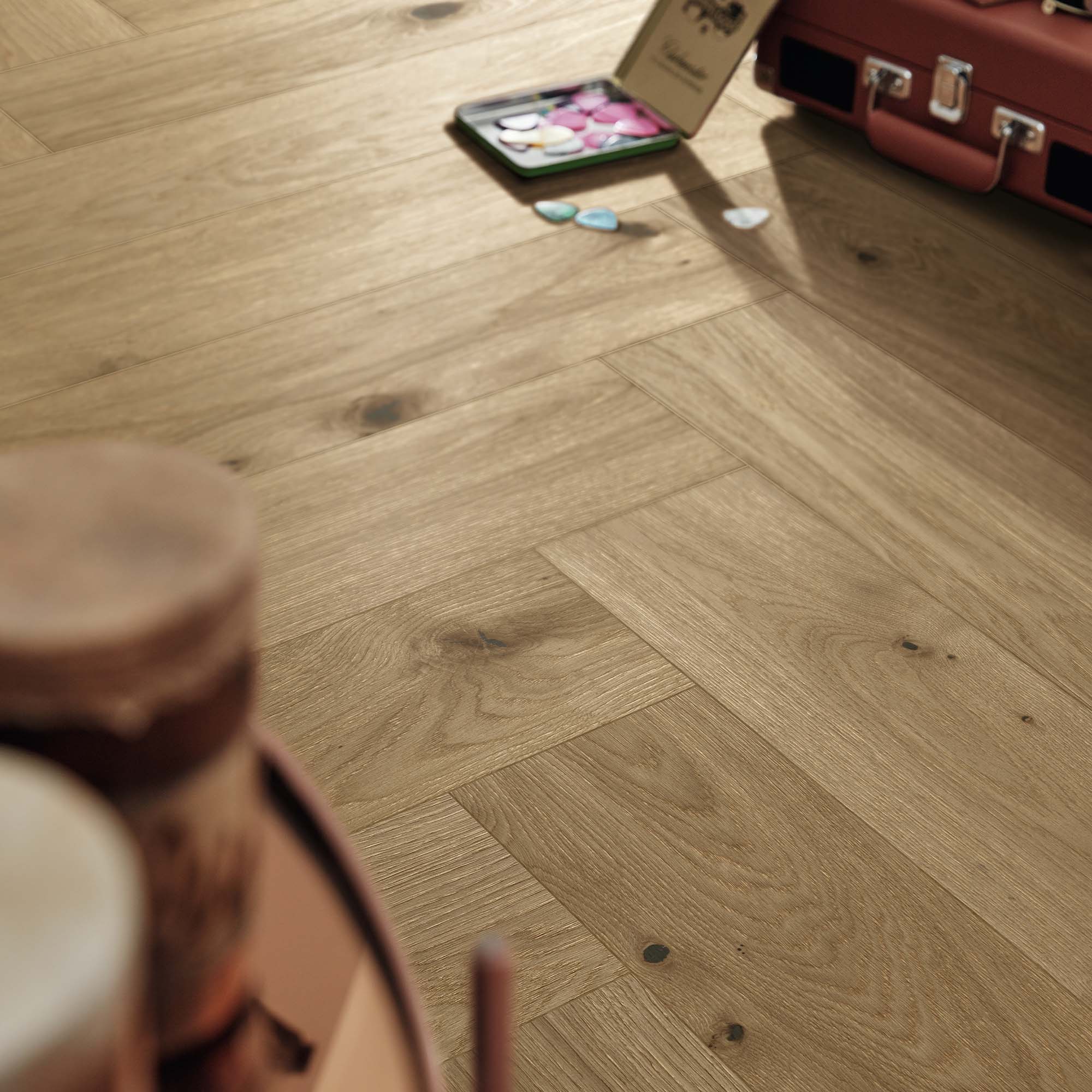 Parkettgolv Meister 9006 PS 500 Borstad Ultramattlackad Ek Fiskbensparkett