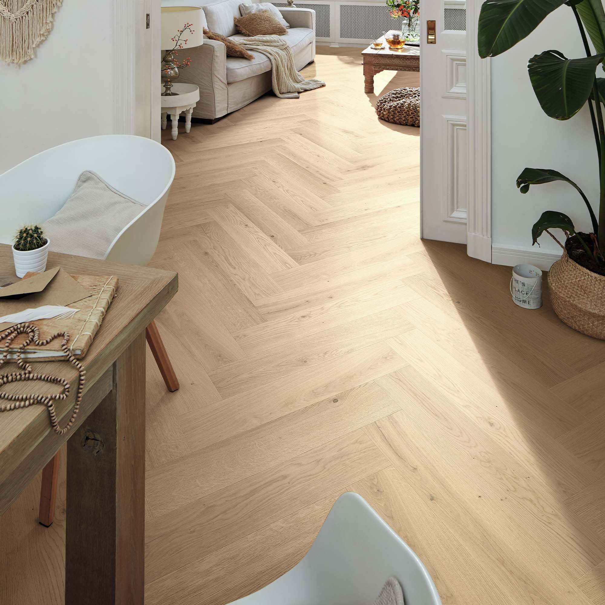 Parkettgolv Meister 9021 PS 500 Borstad Ultramattlackad Ek Fiskbensparkett