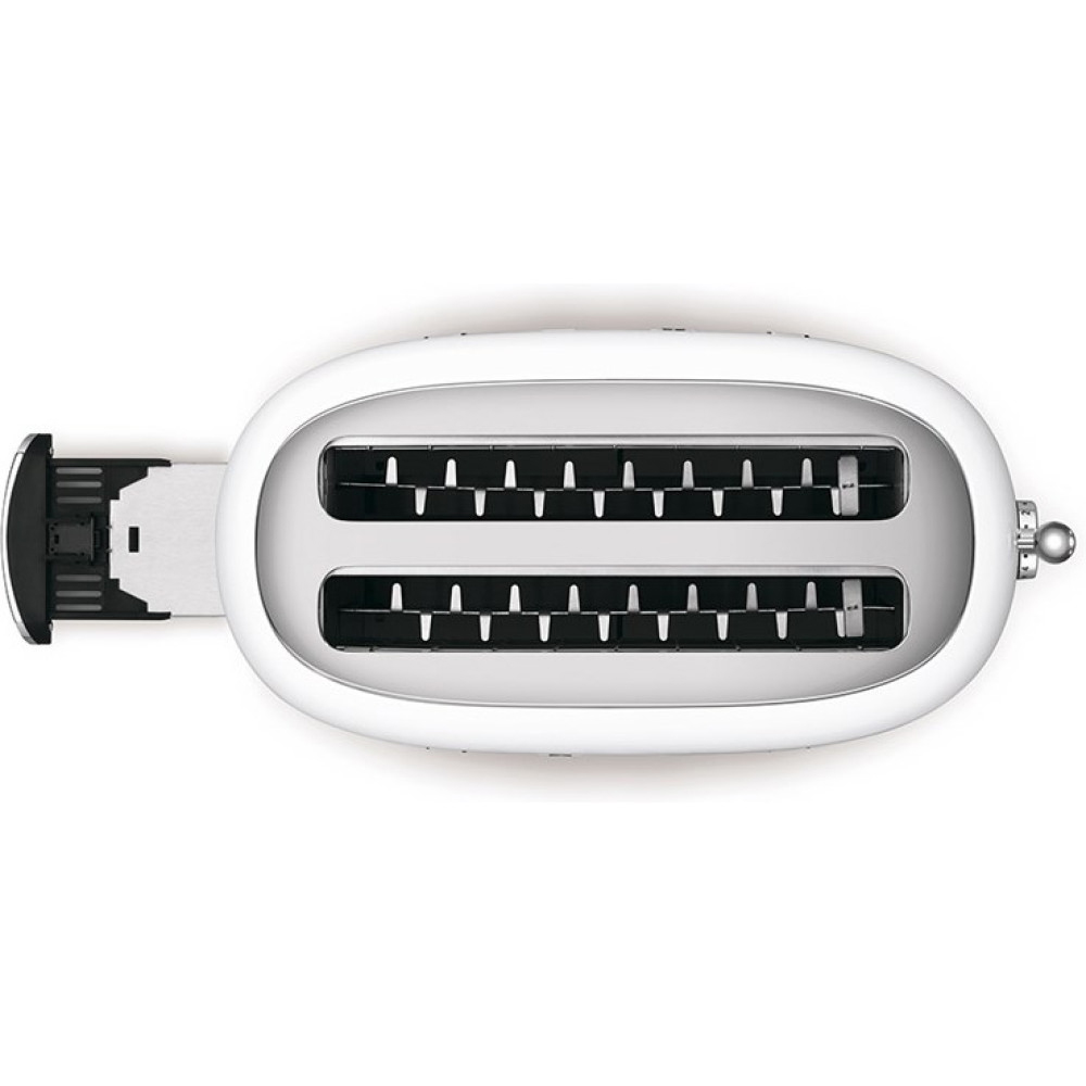 Brødrister Smeg TSF02WHEU Hvit 50-talls Retro Design med Ekstra Brede Spor