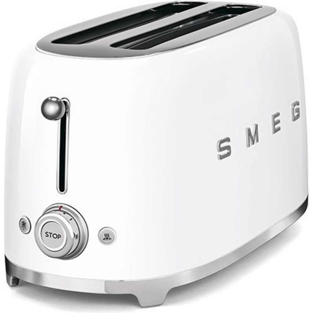 Brødrister Smeg TSF02WHEU Hvit 50-talls Retro Design med Ekstra Brede Spor