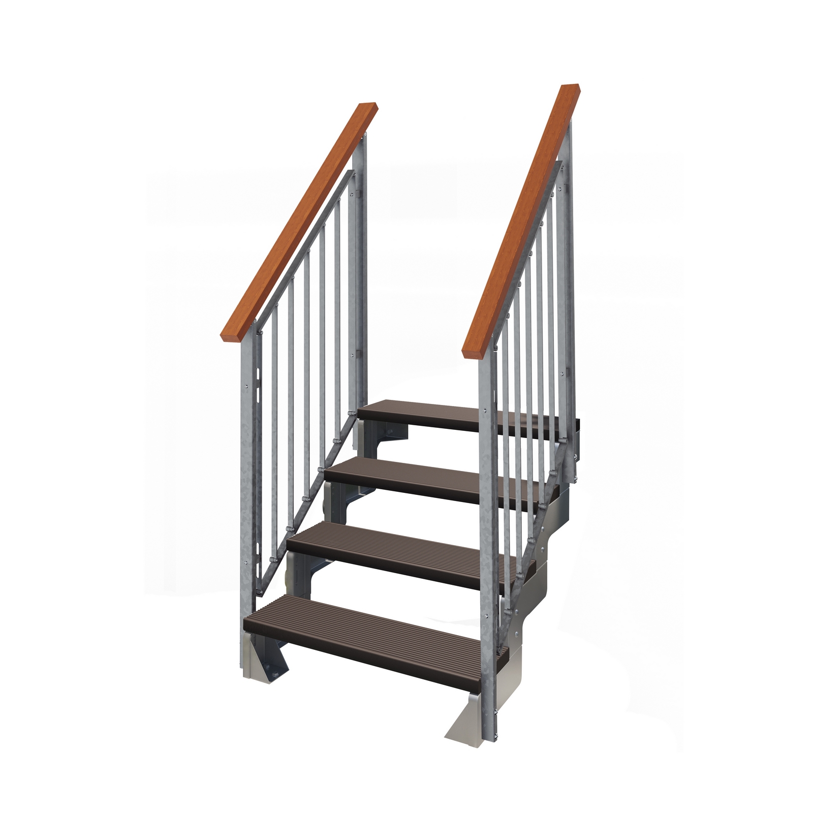Trädgårdstrappa Dolle Gardentop Trimax med Nordic Räcke Steg: Mörkbrun, H: 1260-1540 mm, Steg På Båda Sidorna