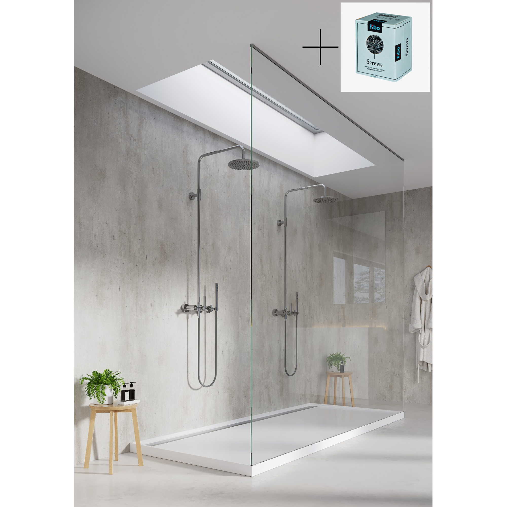 Baderomspanel Fibo 2204-00 Cracked Cement med Monteringsskruer