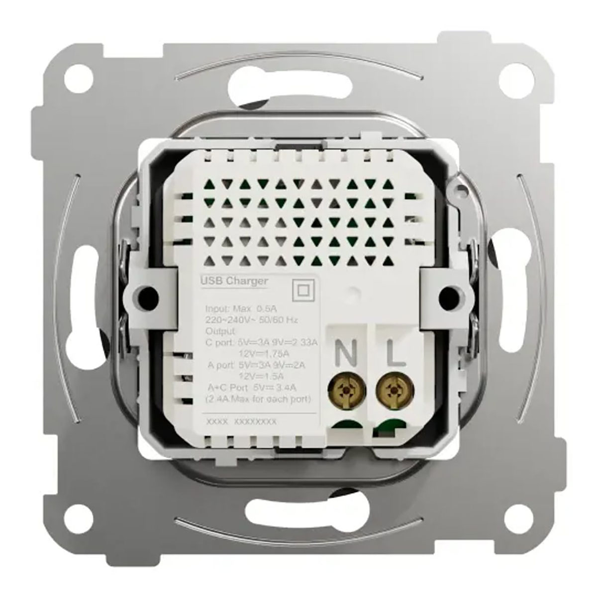 USB-Uttak Elko One Typ A+C 21W Innfelt Ladestasjon Skruetilkobling