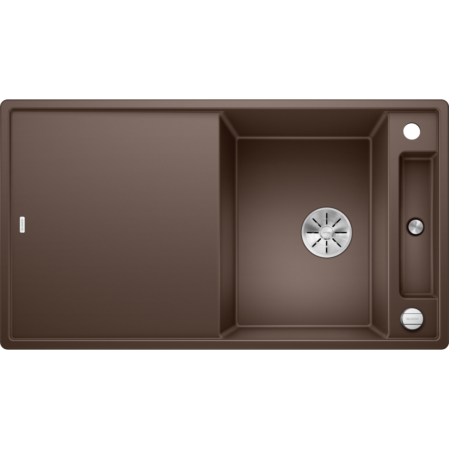 Diskbänk Blanco Axia III 5 S InFino Kaffe, med Skärbräda i härdat vitt glas