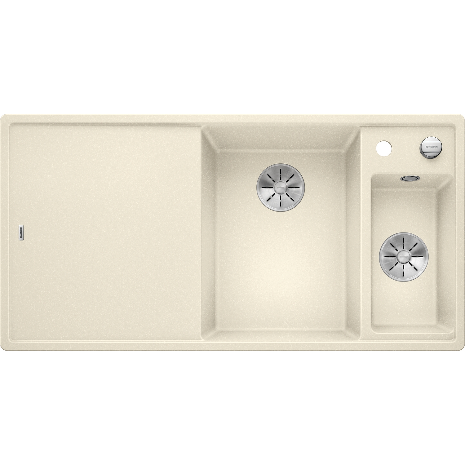 Diskbänk Blanco Axia III 6 S InFino Jasmin, Ho till Höger, med Skärbräda i Trälaminat