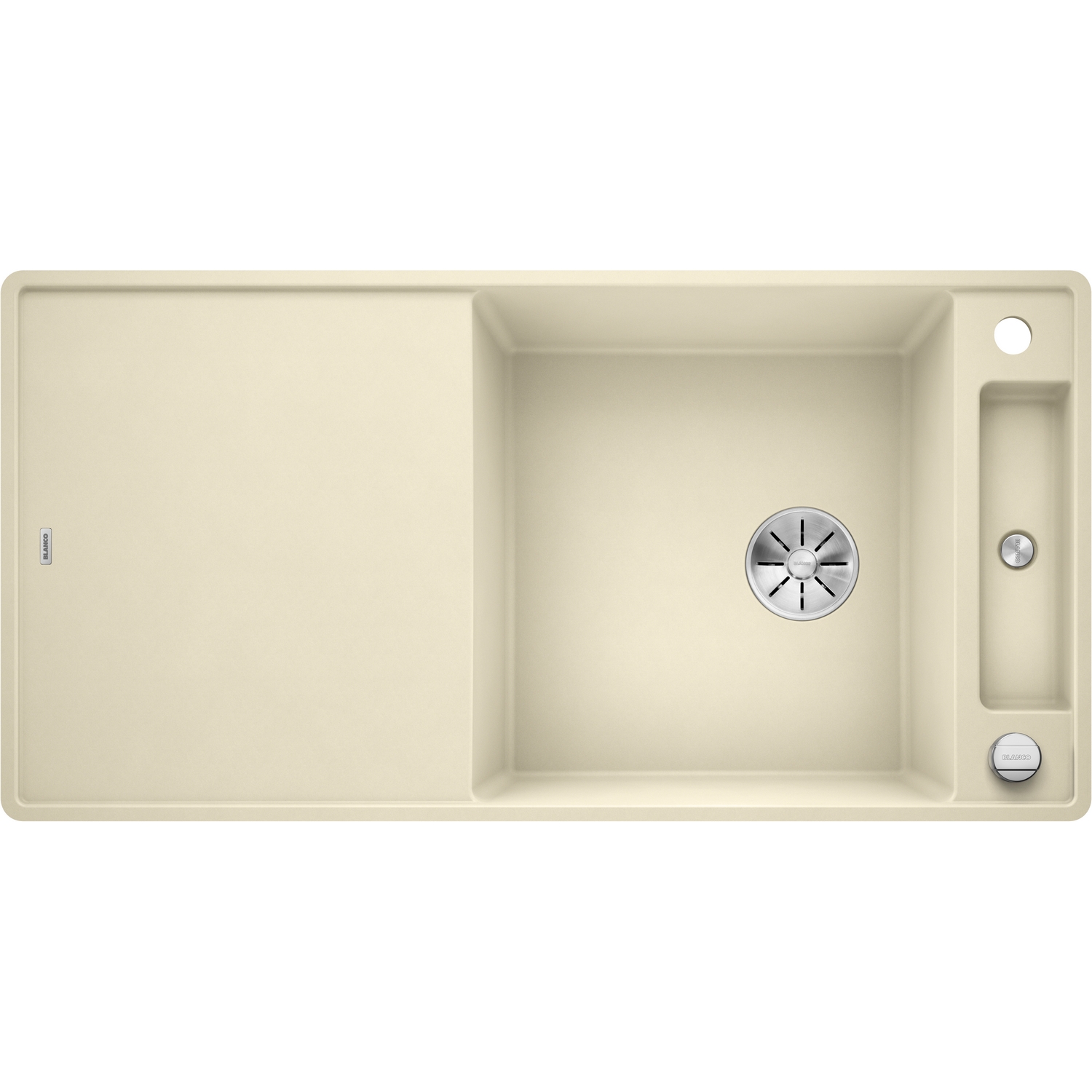 Diskbänk Blanco Axia III S-F InFino Jasmin, med Skärbräda i härdat vitt glas