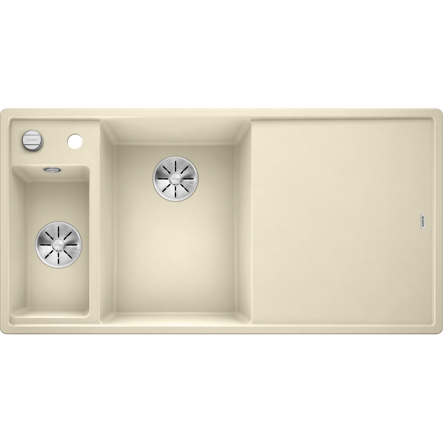 Diskbänk Blanco Axia III 6 S InFino Jasmin, Ho till Vänster, med Skärbräda i Trälaminat